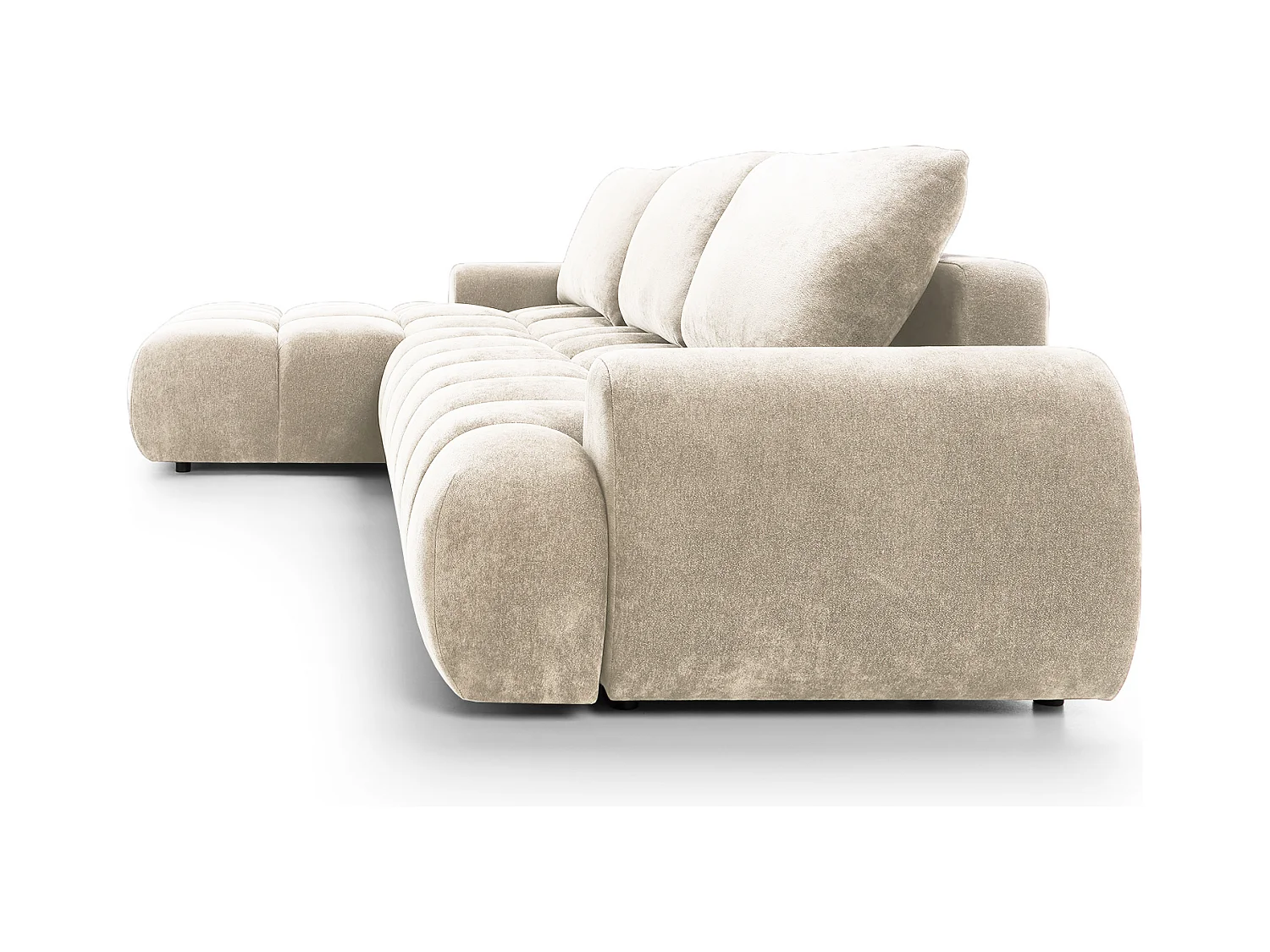 Emporius Valerio Canapé d'angle Convertible - Canapé 340 cm, Gauche - Velours Crème (Ditra New 1)