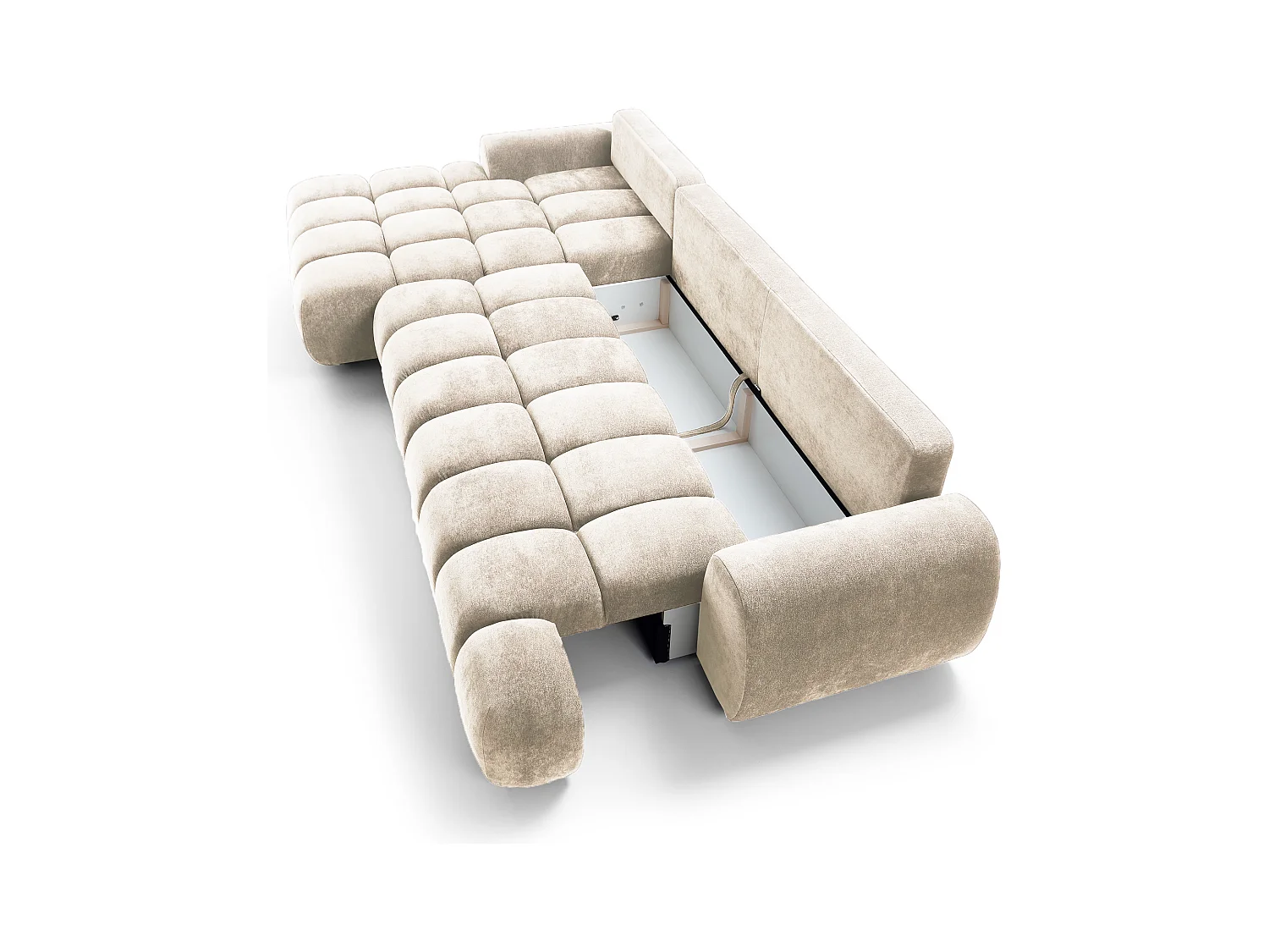 Emporius Valerio Canapé d'angle Convertible - Canapé 340 cm, Gauche - Velours Crème (Ditra New 1)