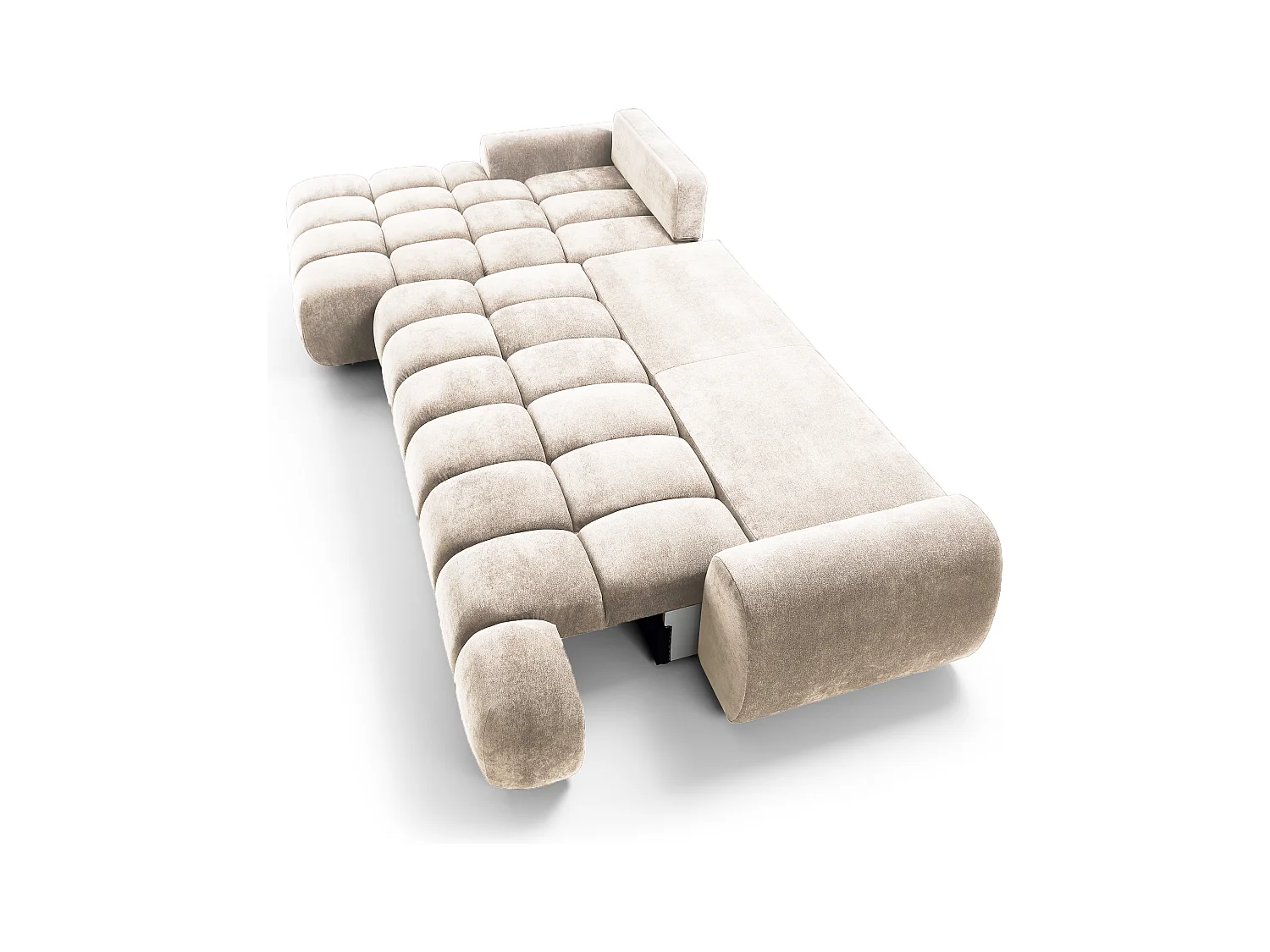 Emporius Valerio Canapé d'angle Convertible - Canapé 340 cm, Gauche - Velours Crème (Ditra New 1)