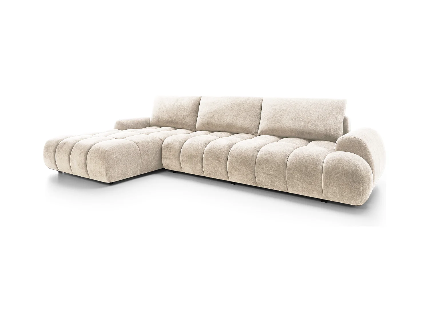 Emporius Valerio Canapé d'angle Convertible - Canapé 340 cm, Gauche - Velours Crème (Ditra New 1)