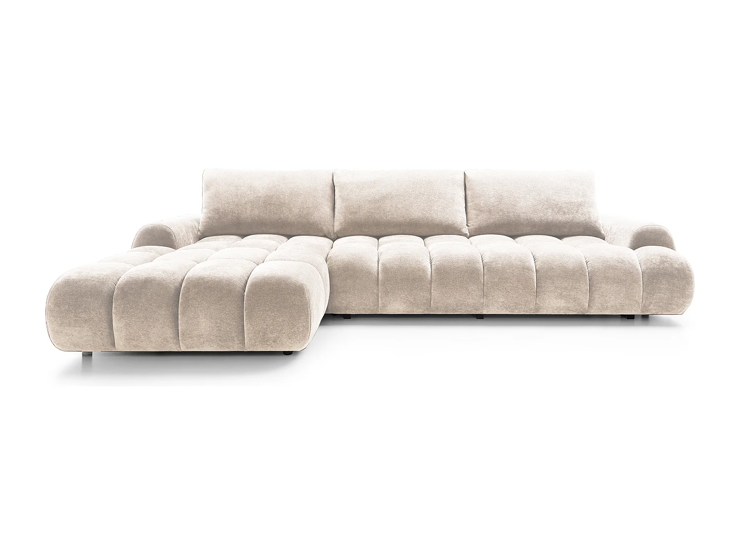 Emporius Valerio Canapé d'angle Convertible - Canapé 340 cm, Gauche - Velours Crème (Ditra New 1)