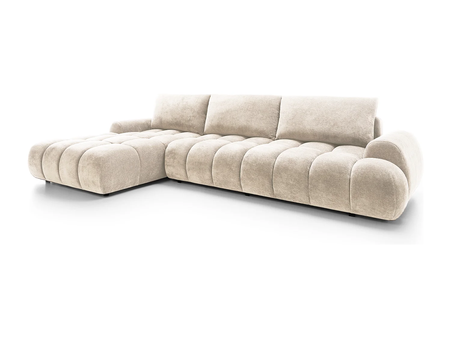 Emporius Valerio Canapé d'angle Convertible - Canapé 340 cm, Gauche - Velours Crème (Ditra New 1)