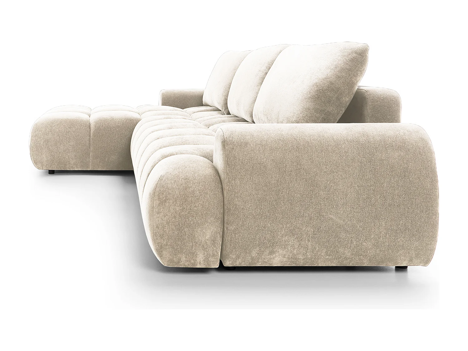 Emporius Valerio Canapé d'angle Convertible - Canapé 340 cm, Gauche - Velours Crème (Ditra New 1)