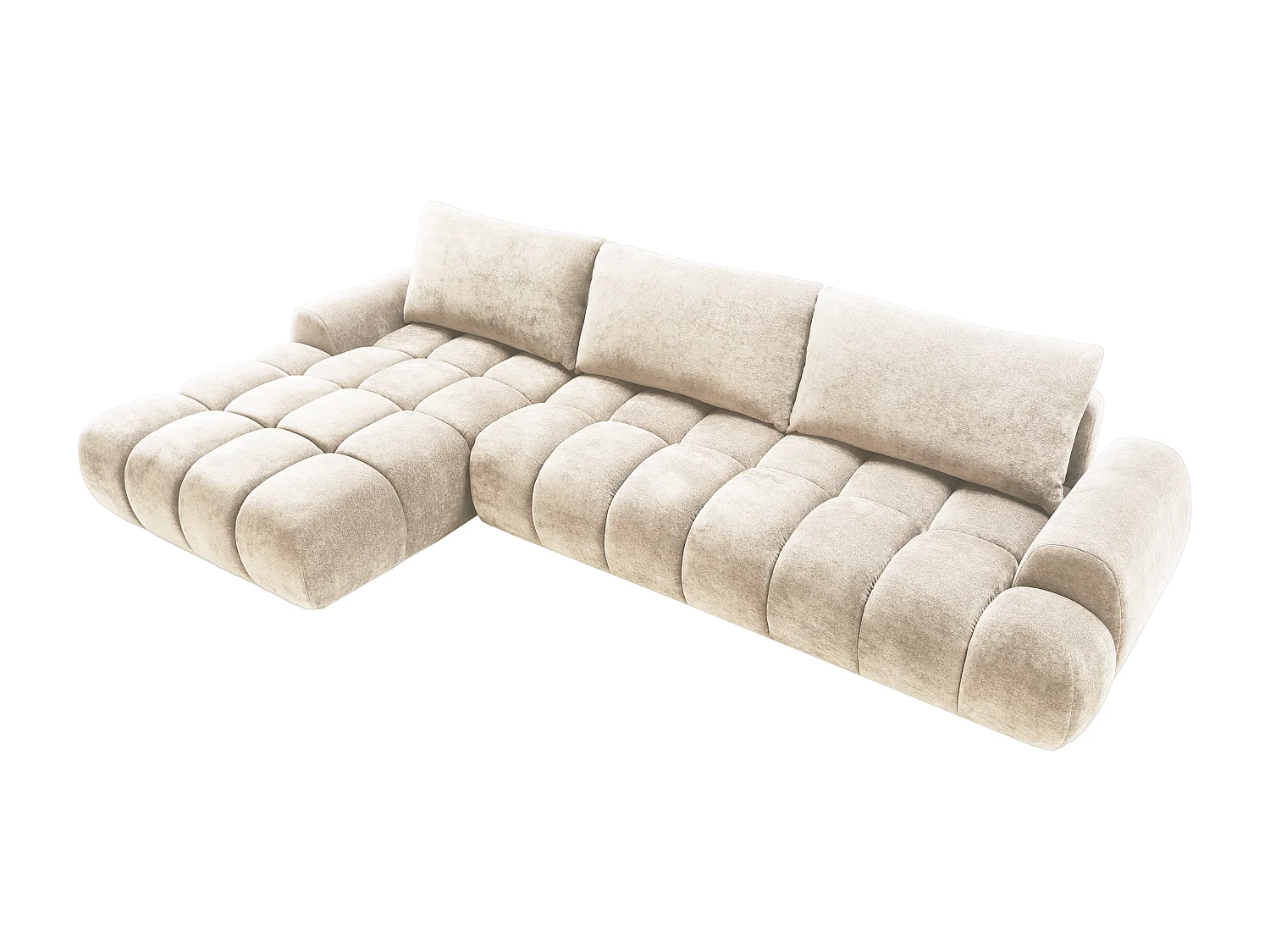 Emporius Valerio Canapé d'angle Convertible - Canapé 340 cm, Gauche - Velours Crème (Ditra New 1)