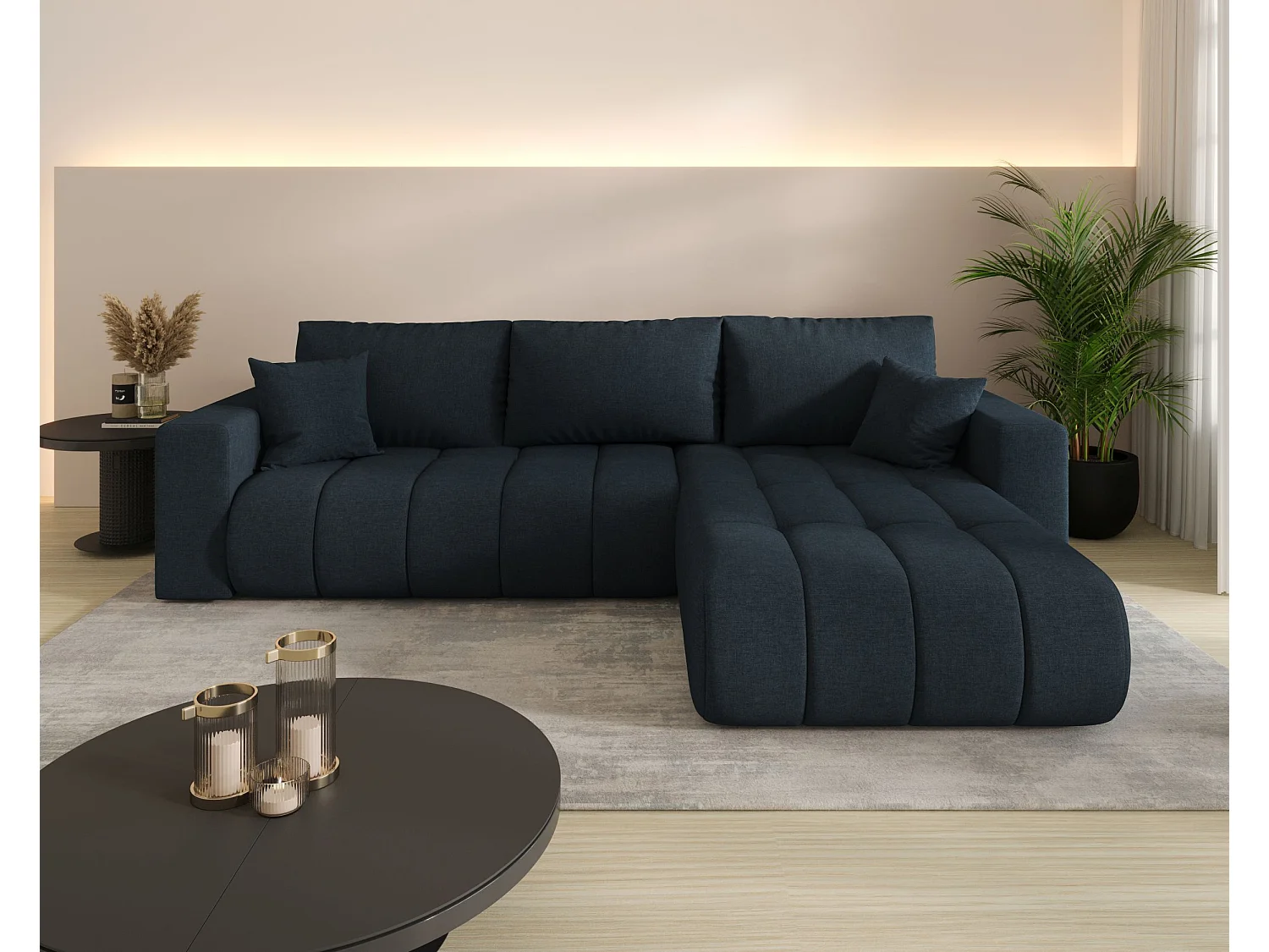 Canapé d’angle BEDANTE MILO PREMIUM L Wind 77 avec fonction de couchage côté droit