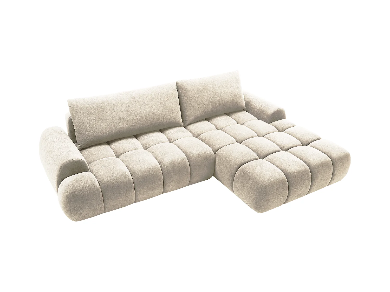 Emporius Valerio Ecksofa 280 cm - Schlafsofa mit Bettkasten, Rechts - Samt Creme (Gobi 1)