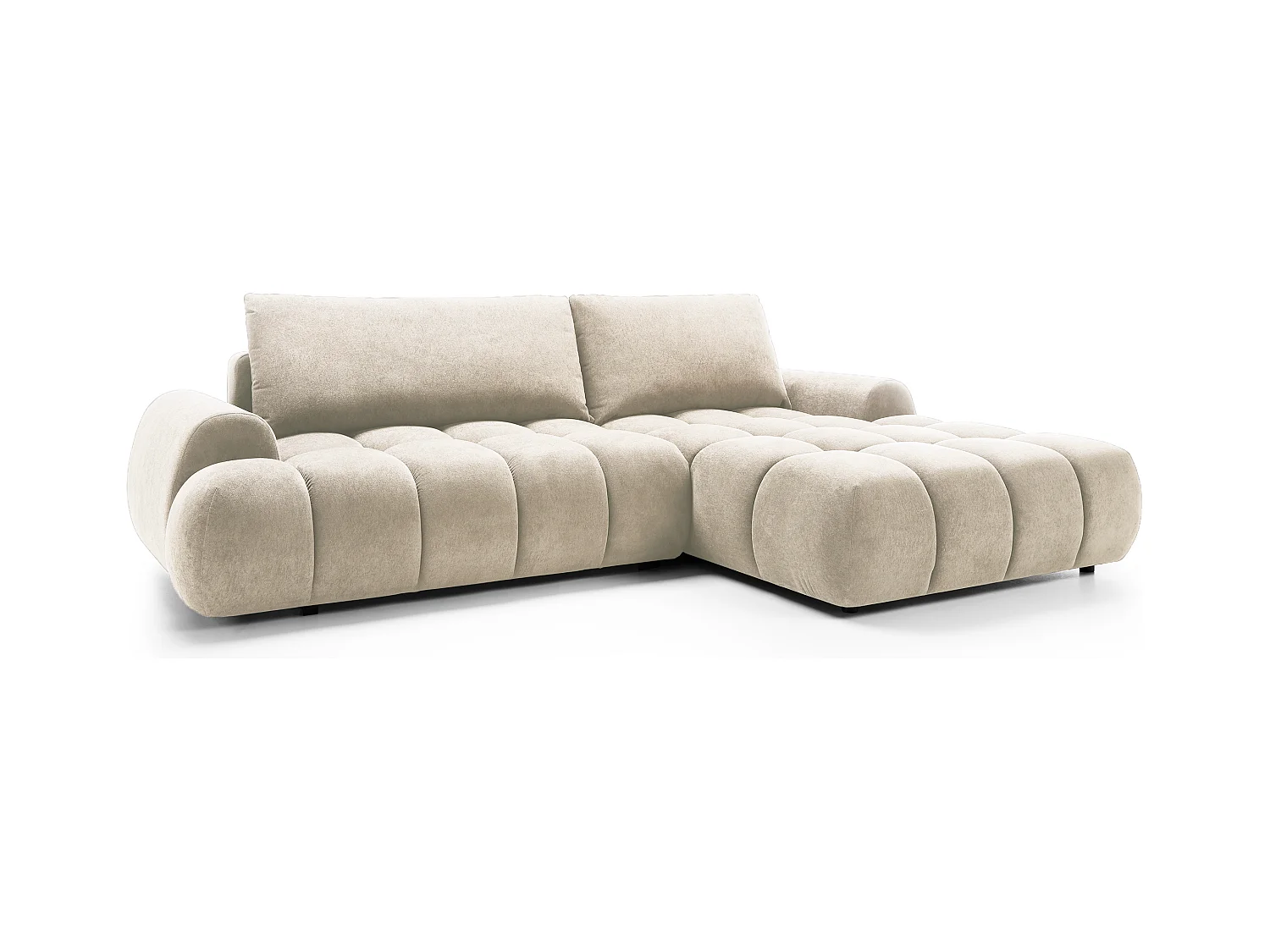Emporius Valerio Ecksofa 280 cm - Schlafsofa mit Bettkasten, Rechts - Samt Creme (Gobi 1)