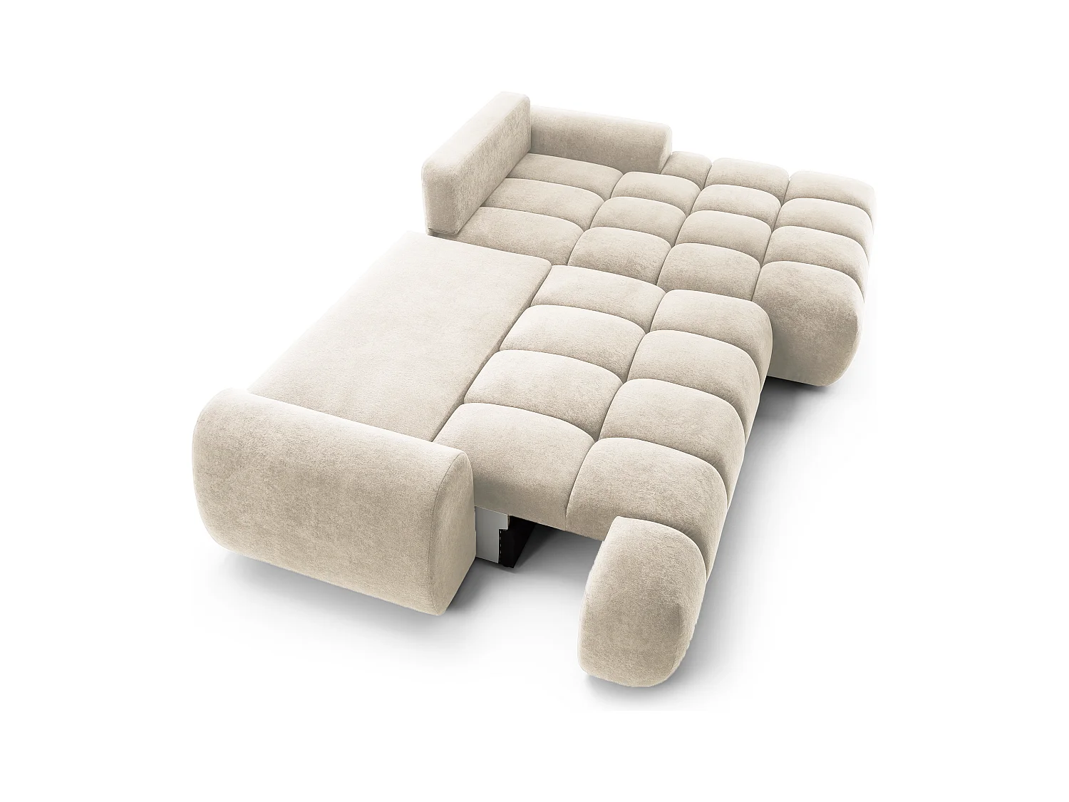 Emporius Valerio Ecksofa 280 cm - Schlafsofa mit Bettkasten, Rechts - Samt Creme (Gobi 1)