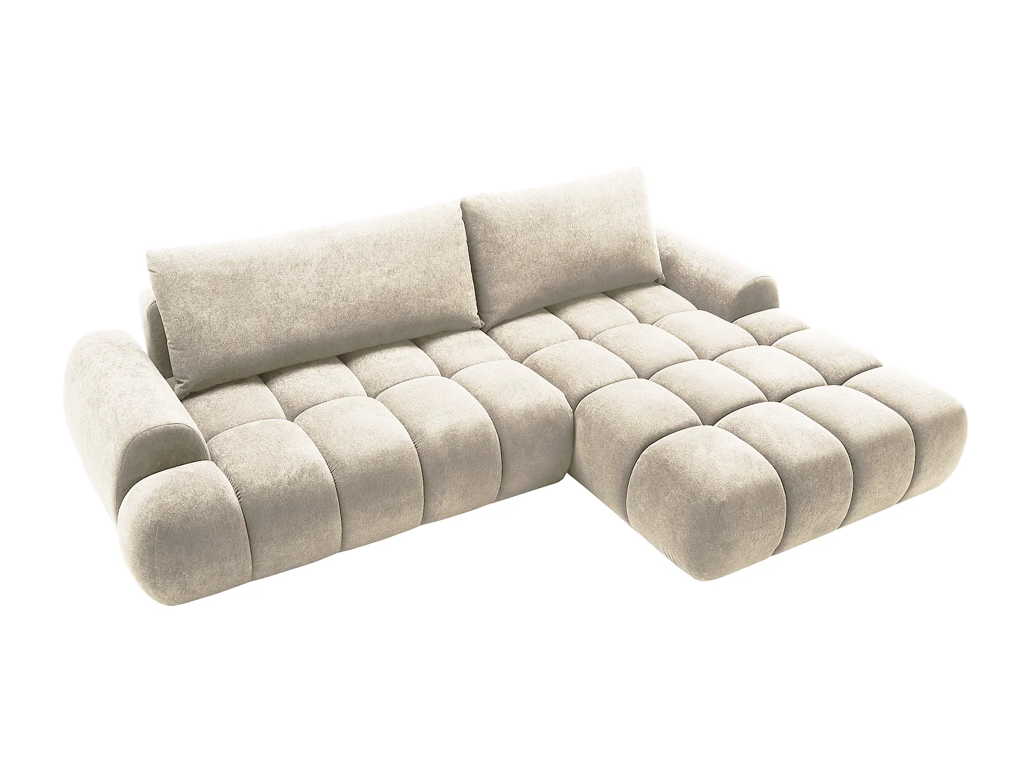 Emporius Valerio Canapé d'angle 280 cm - Canapé Convertible, Droite - Velours Crème (Gobi 1)