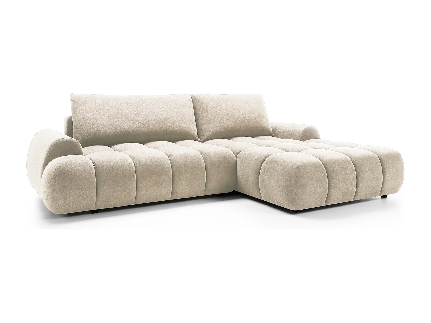 Emporius Valerio Canapé d'angle 280 cm - Canapé Convertible, Droite - Velours Crème (Gobi 1)