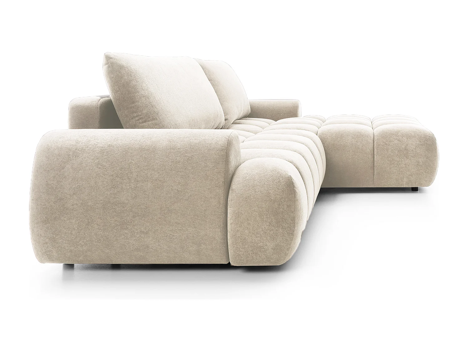 Emporius Valerio Canapé d'angle 280 cm - Canapé Convertible, Droite - Velours Crème (Gobi 1)