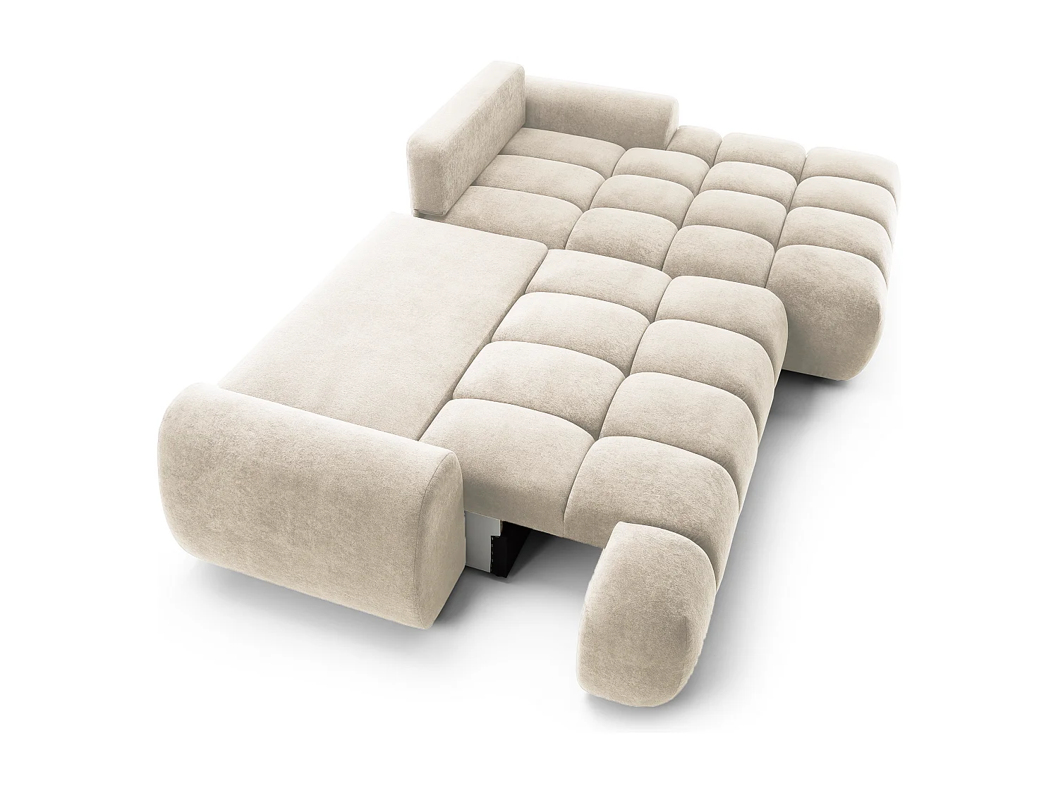 Emporius Valerio Canapé d'angle 280 cm - Canapé Convertible, Droite - Velours Crème (Gobi 1)