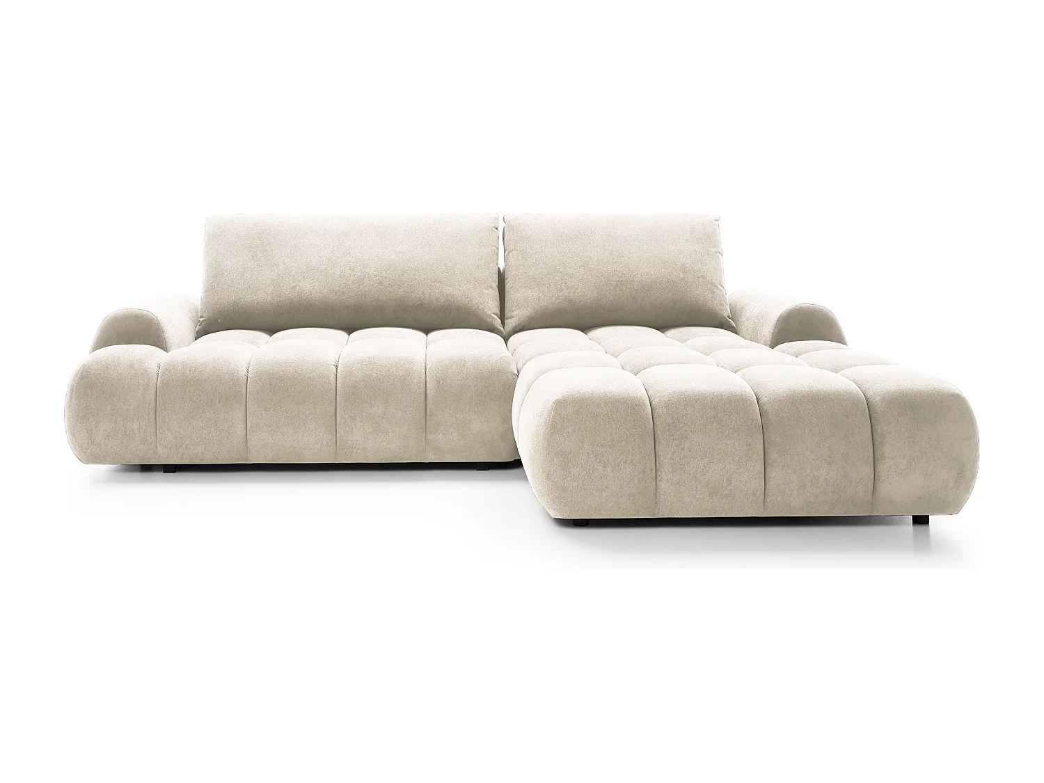 Emporius Valerio Ecksofa 280 cm - Schlafsofa mit Bettkasten, Rechts - Samt Creme (Gobi 1)