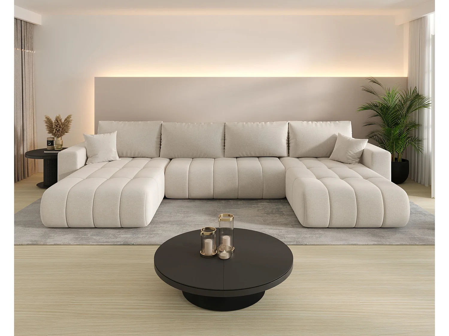 Canapé d’angle BEDANTE avec fonction de couchage MILO U PREMIUM Wind 05