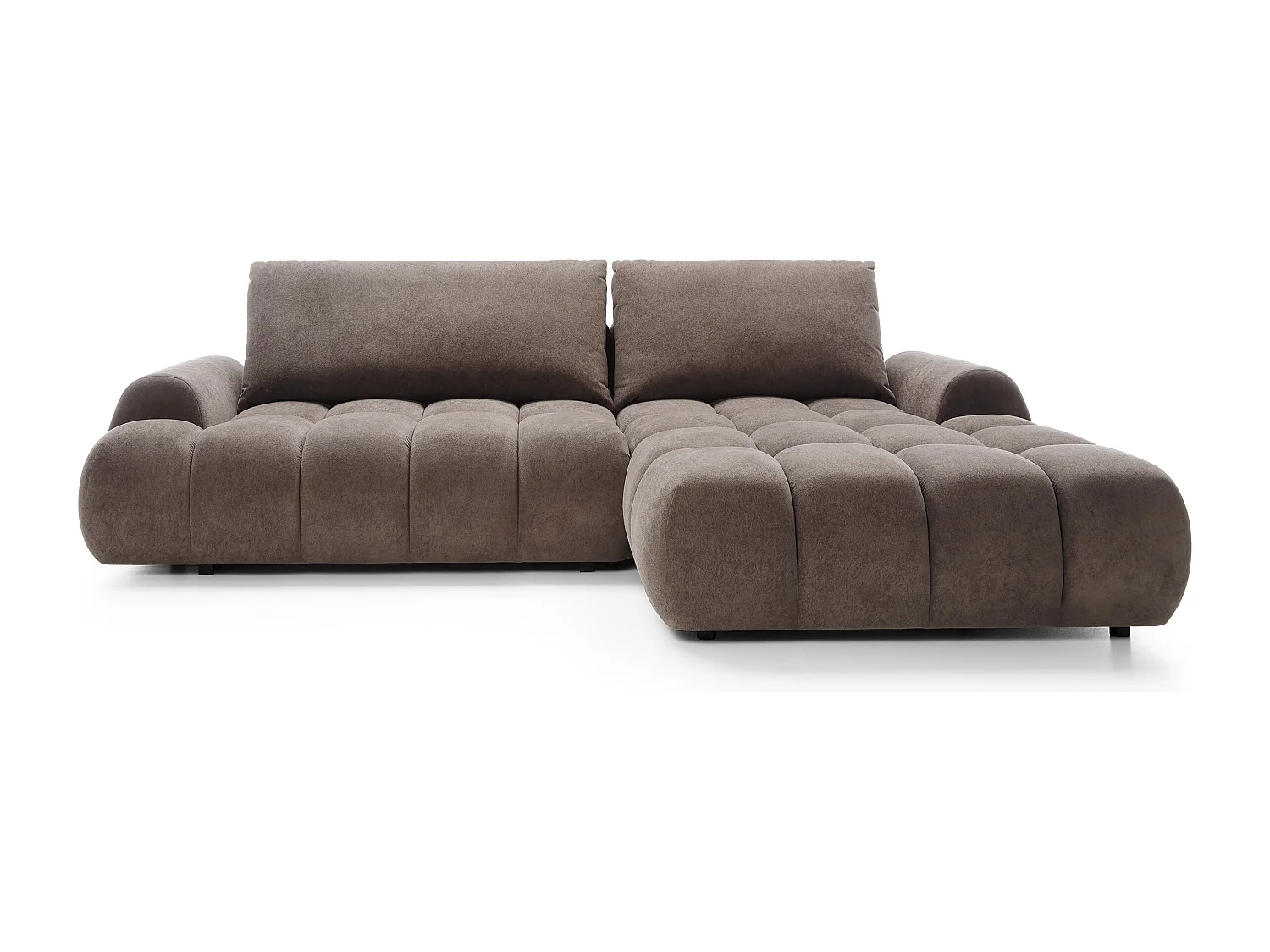 Emporius Valerio Canapé d'angle 280 cm - Canapé Convertible, Droite - Velours Brun (Gobi 6)