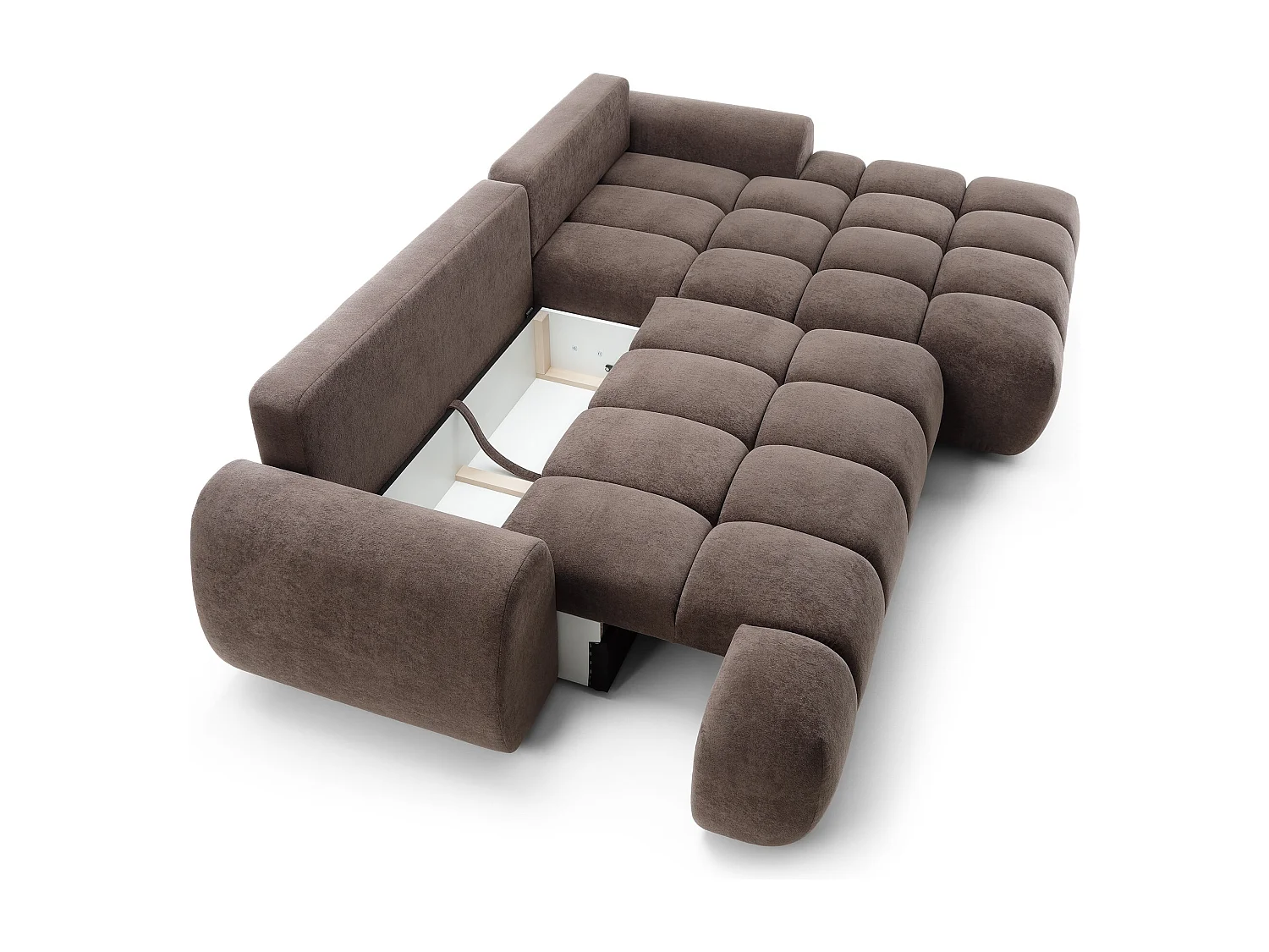 Emporius Valerio Canapé d'angle 280 cm - Canapé Convertible, Droite - Velours Brun (Gobi 6)