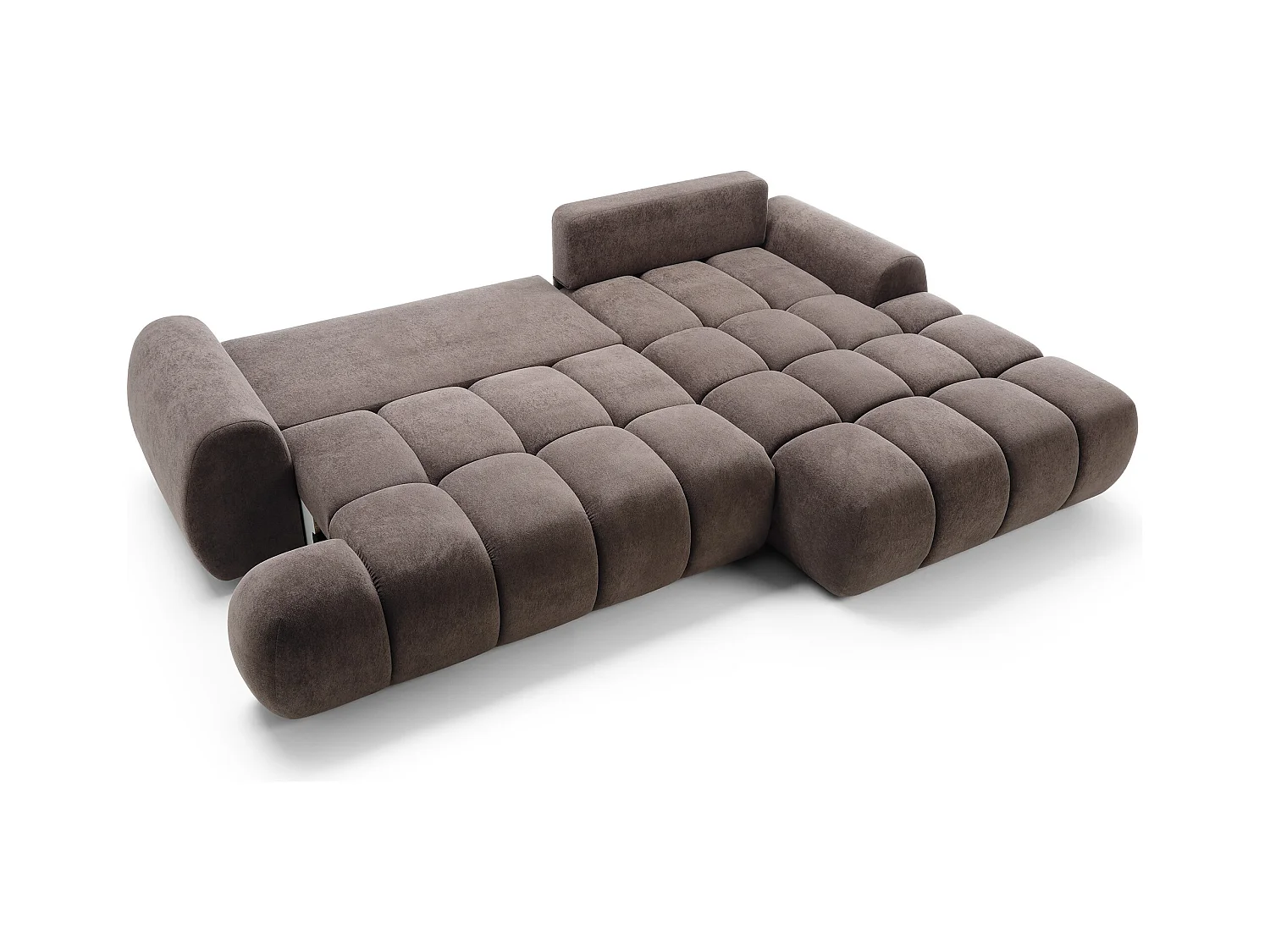 Emporius Valerio Ecksofa 280 cm - Schlafsofa mit Bettkasten, Rechts - Samt Braun (Gobi 6)