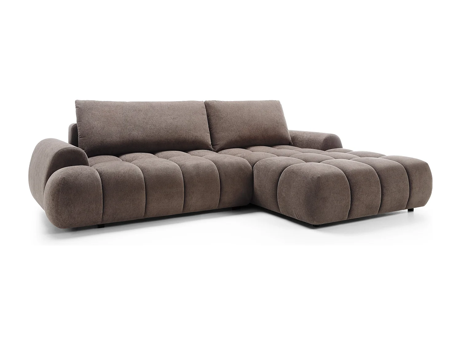 Emporius Valerio Canapé d'angle 280 cm - Canapé Convertible, Droite - Velours Brun (Gobi 6)