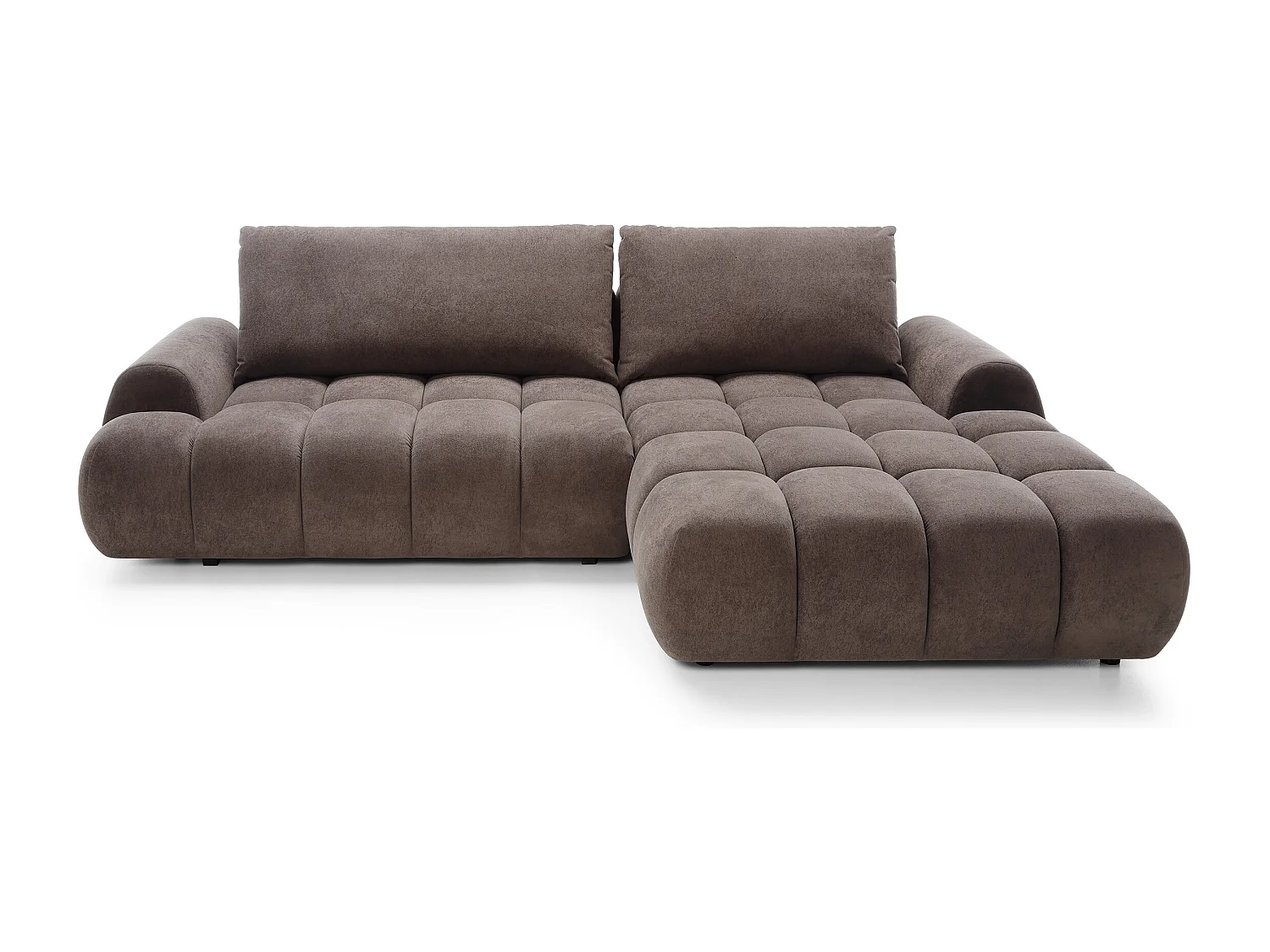 Emporius Valerio Canapé d'angle 280 cm - Canapé Convertible, Droite - Velours Brun (Gobi 6)