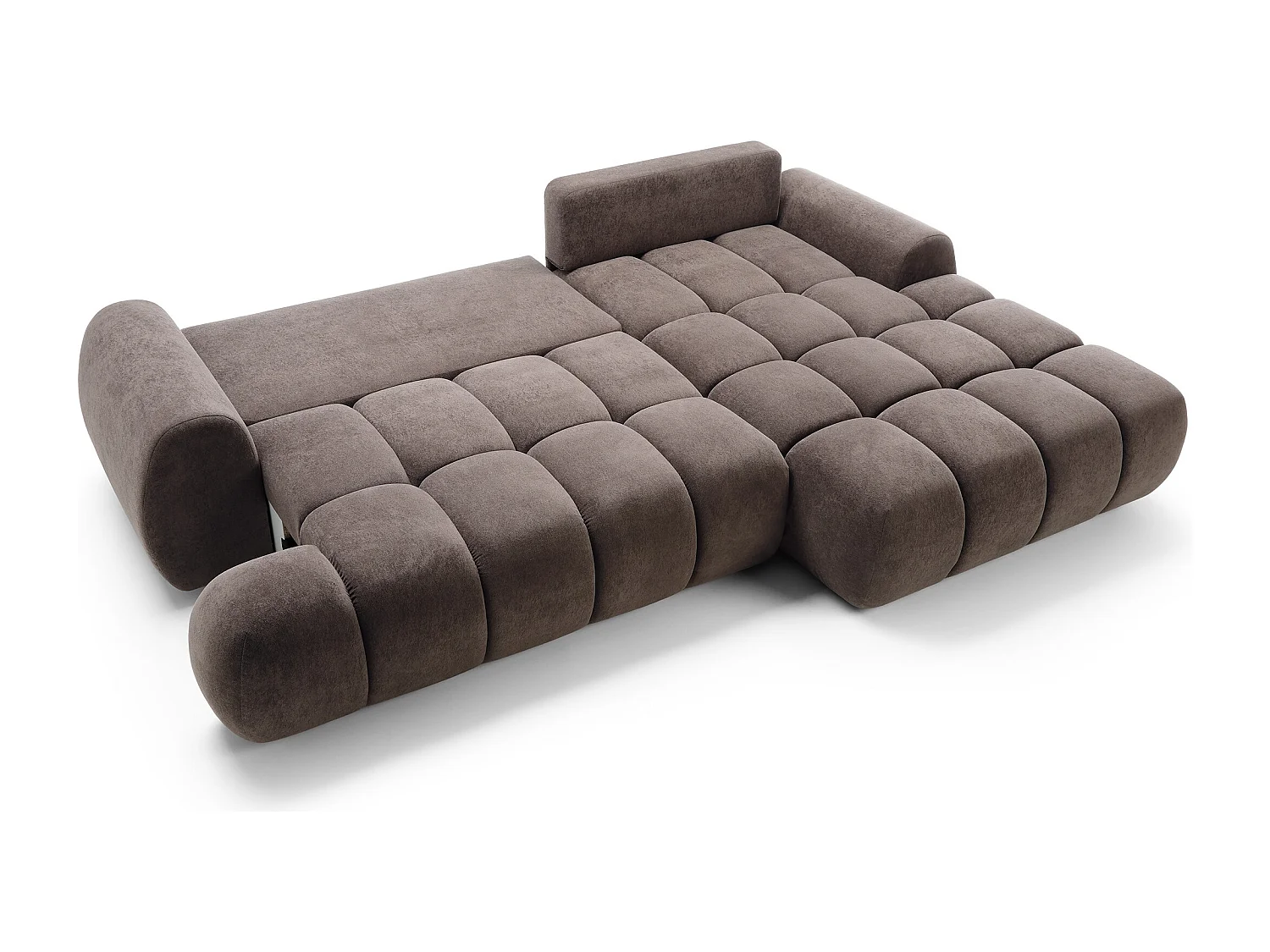 Emporius Valerio Canapé d'angle 280 cm - Canapé Convertible, Droite - Velours Brun (Gobi 6)