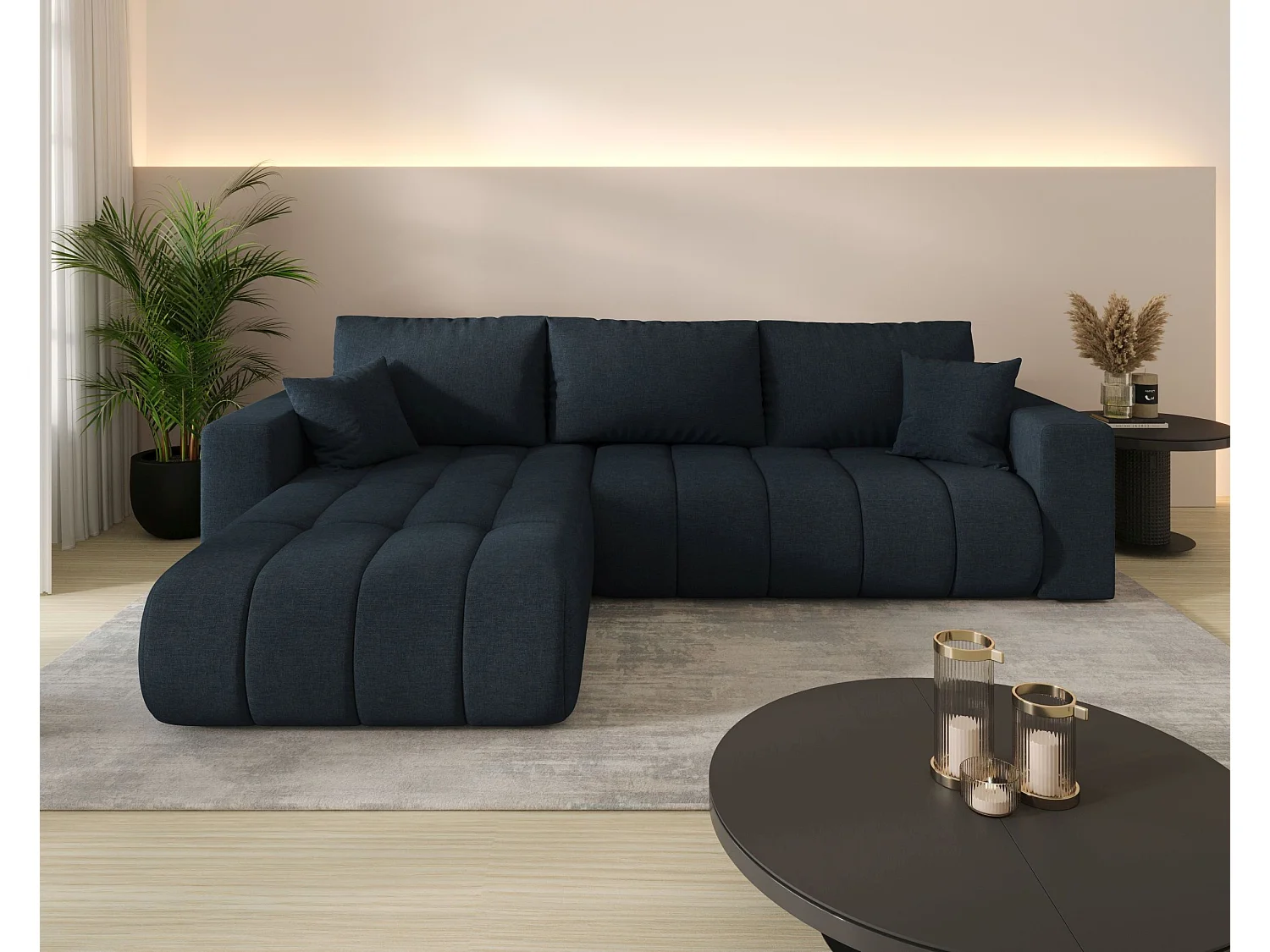 Canapé d’angle BEDANTE MILO PREMIUM L Wind 77 avec fonction de couchage côté gauche