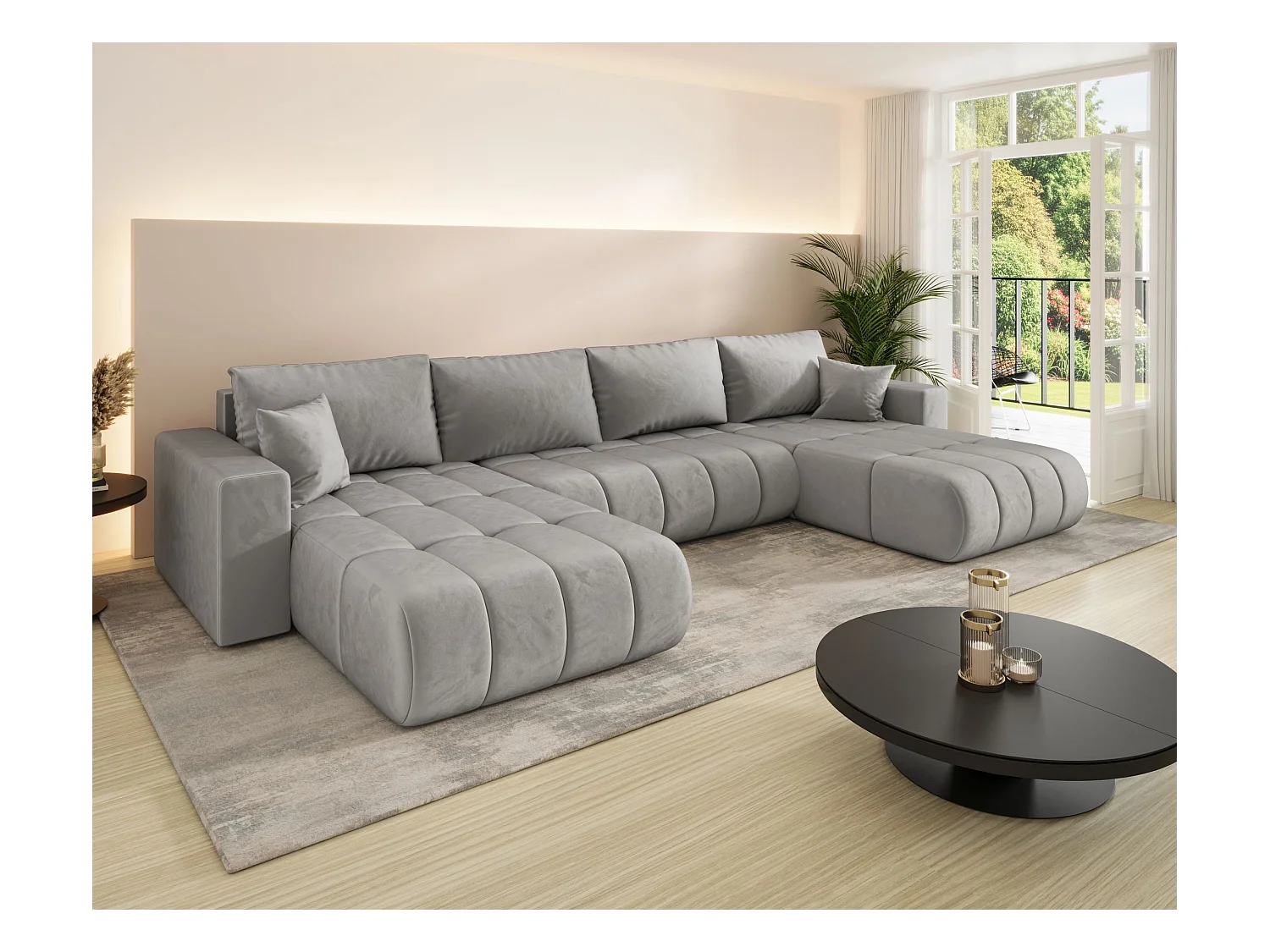 Canapé d’angle BEDANTE avec fonction de couchage MILO U PREMIUM Monolith 84