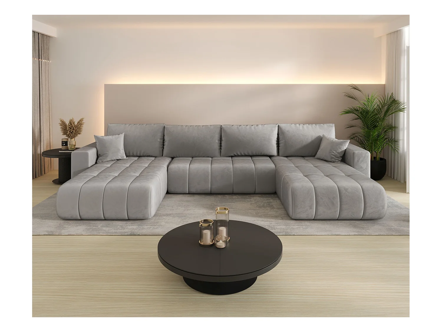 Canapé d’angle BEDANTE avec fonction de couchage MILO U PREMIUM Monolith 84