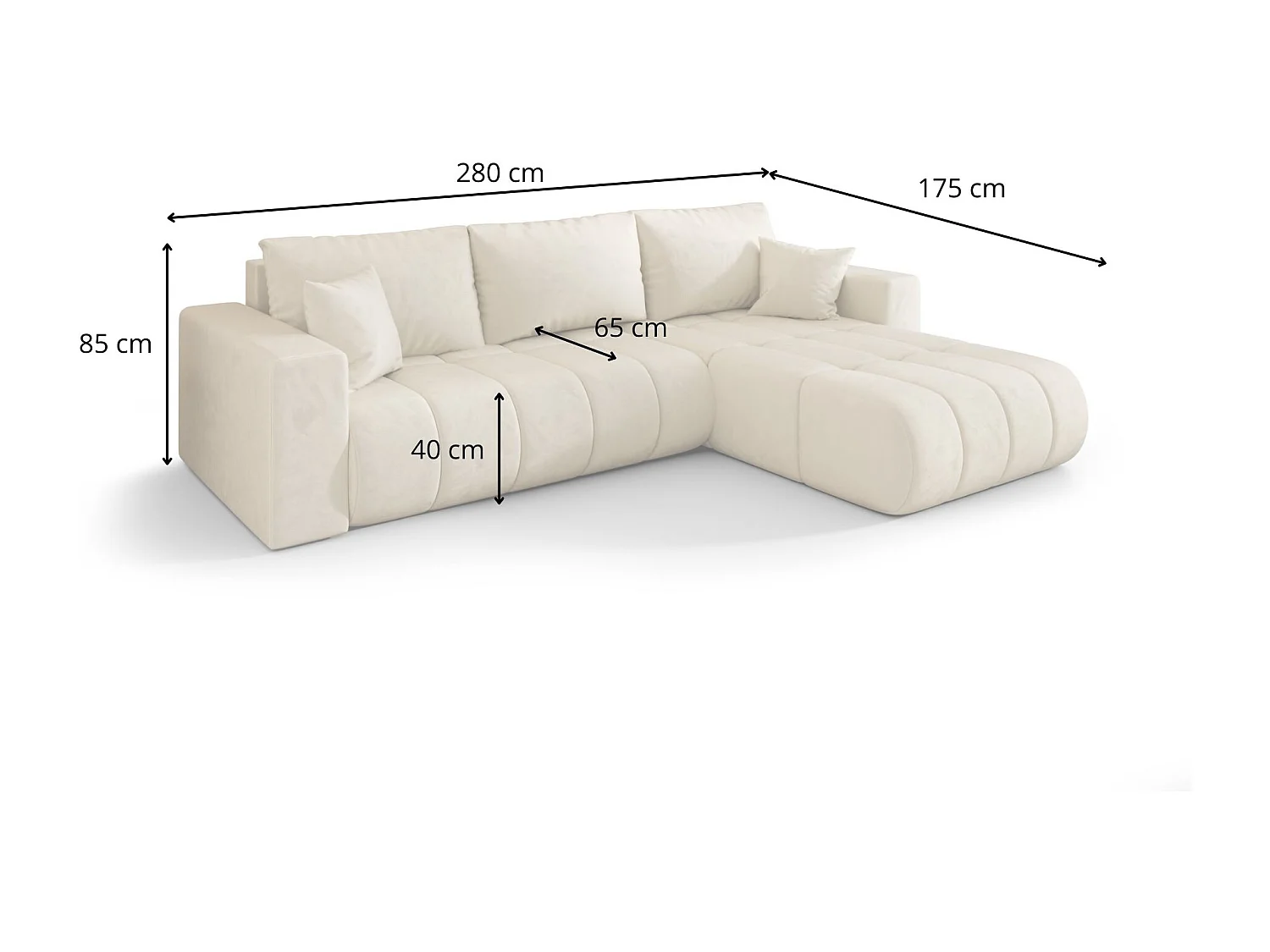 Canapé d’angle BEDANTE MILO PREMIUM L Monolith 77 avec fonction de couchage côté gauche