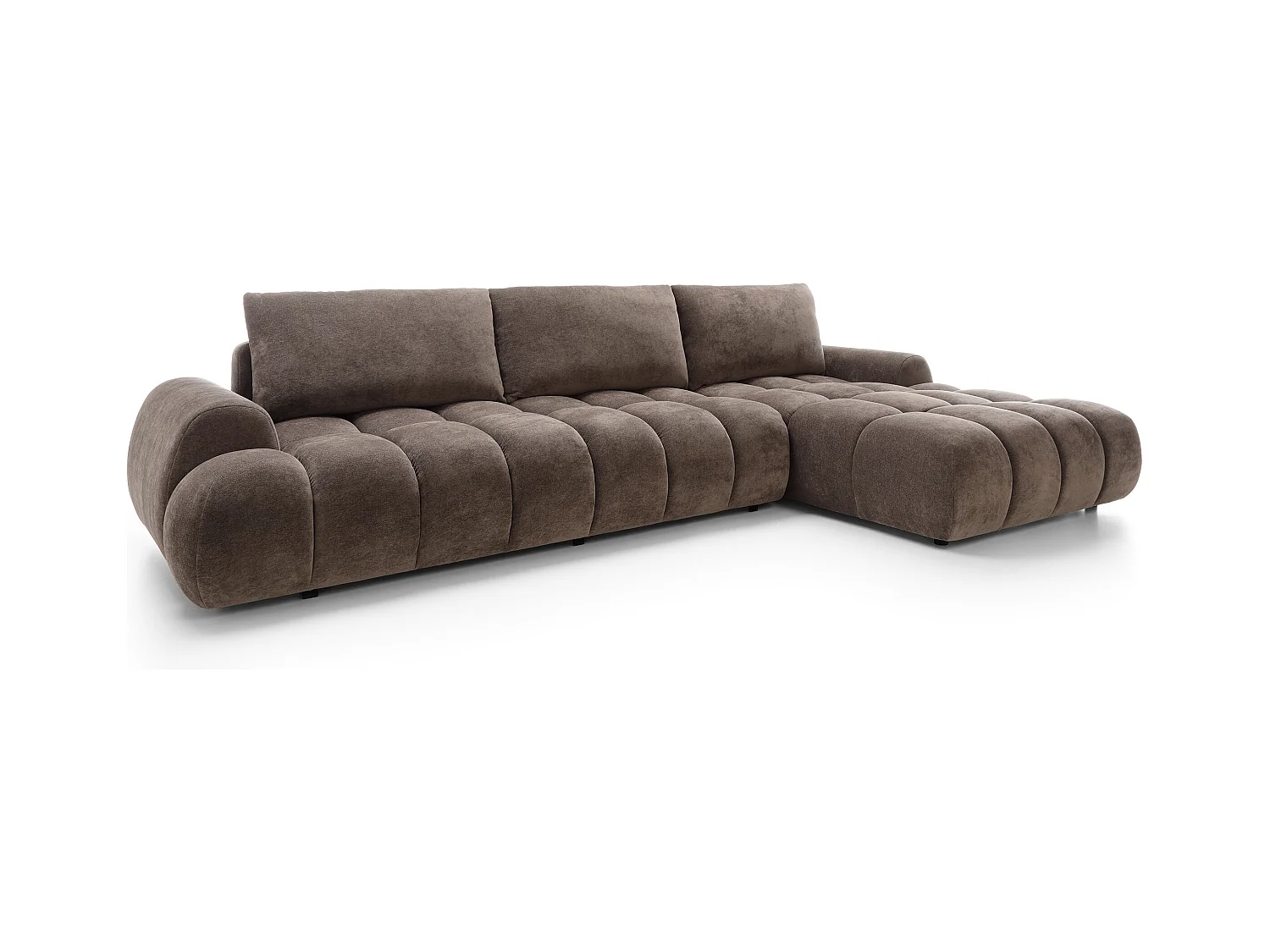 Emporius Valerio Canapé d'angle Convertible - Canapé 340 cm, Droite - Velours Brun (Ditra New 29)