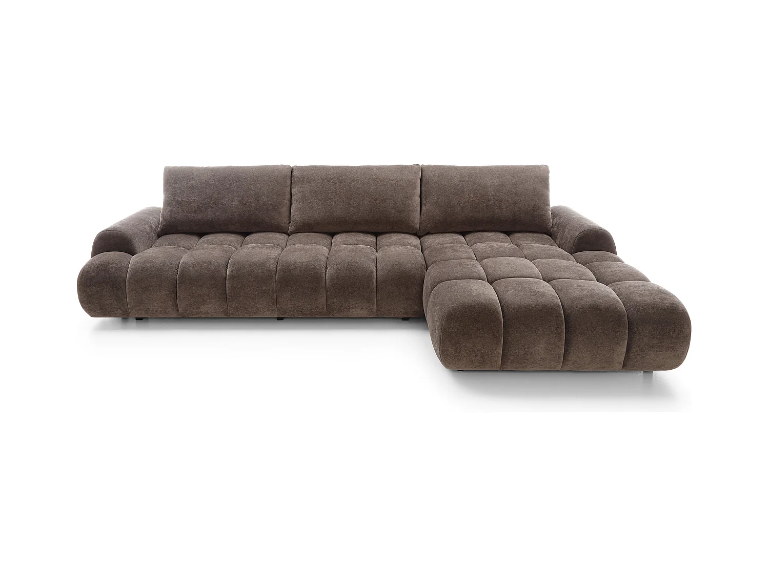 Emporius Valerio Canapé d'angle Convertible - Canapé 340 cm, Droite - Velours Brun (Ditra New 29)