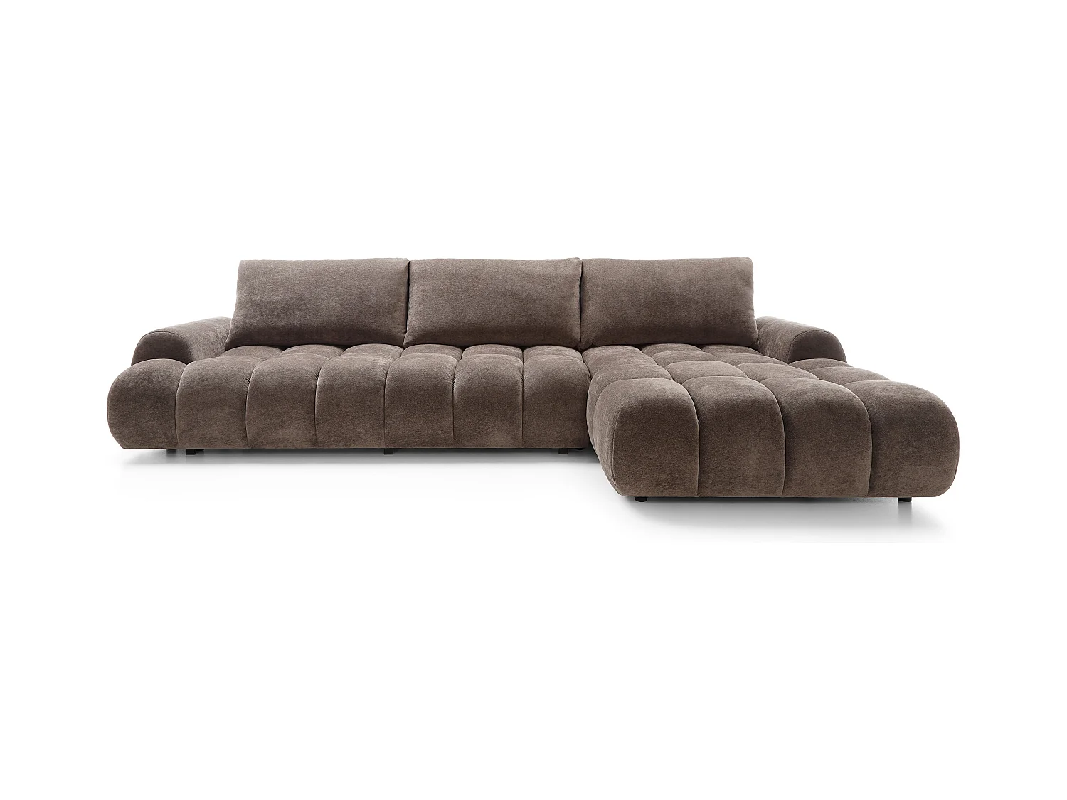 Emporius Valerio Canapé d'angle Convertible - Canapé 340 cm, Droite - Velours Brun (Ditra New 29)