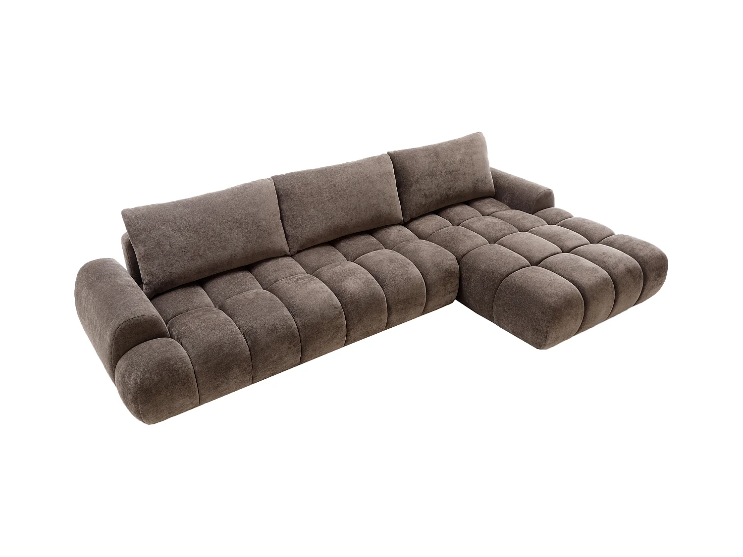 Emporius Valerio Canapé d'angle Convertible - Canapé 340 cm, Droite - Velours Brun (Ditra New 29)