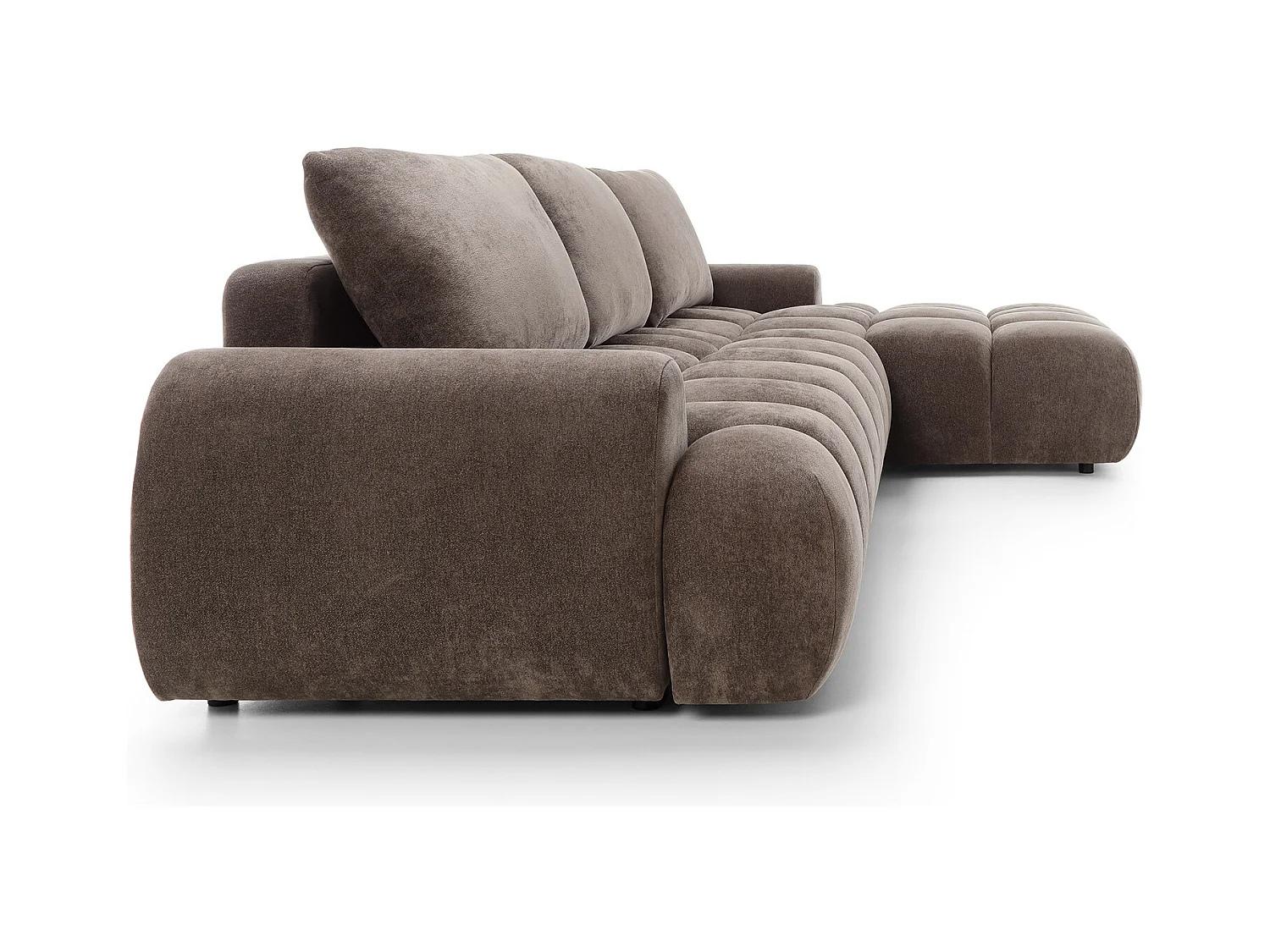 Emporius Valerio Canapé d'angle Convertible - Canapé 340 cm, Droite - Velours Brun (Ditra New 29)