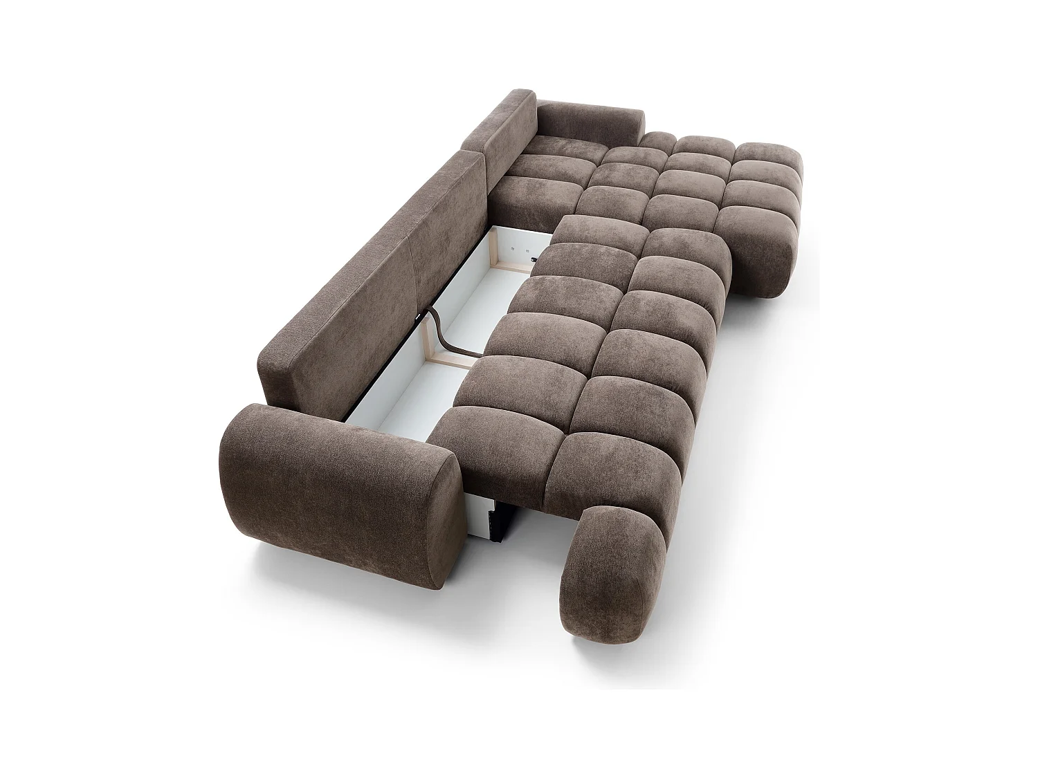 Emporius Valerio Canapé d'angle Convertible - Canapé 340 cm, Droite - Velours Brun (Ditra New 29)