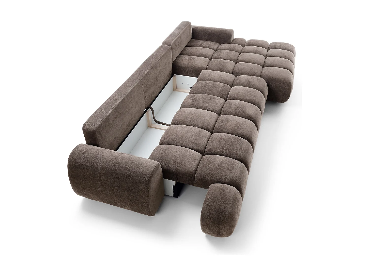 Emporius Valerio Hoekbank met bedlade - Slaapbank 340 cm , rechts - bruin (Ditra New 29)