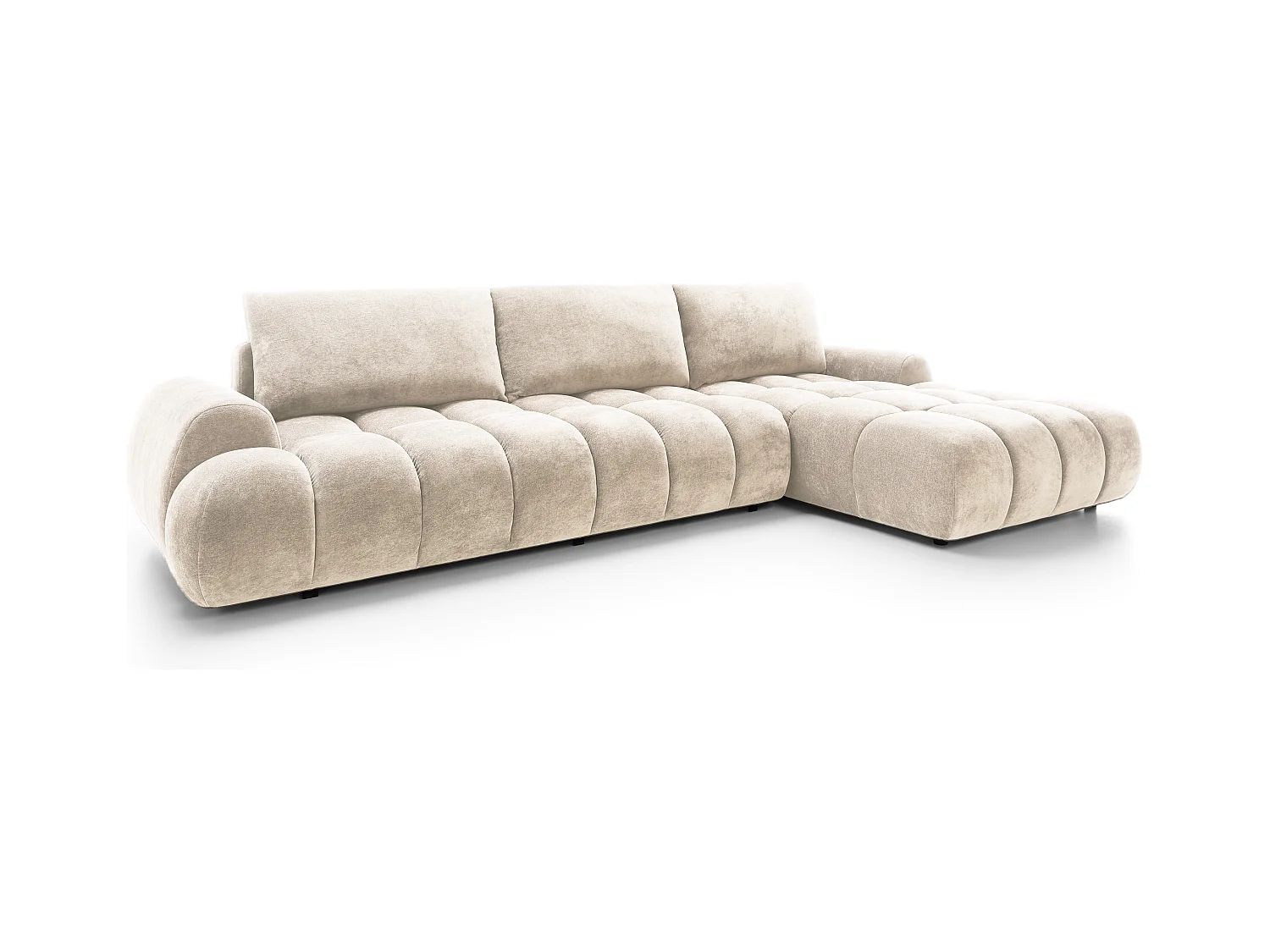 Emporius Valerio Canapé d'angle Convertible - Canapé 340 cm, Droite - Velours Crème (Ditra New 1)