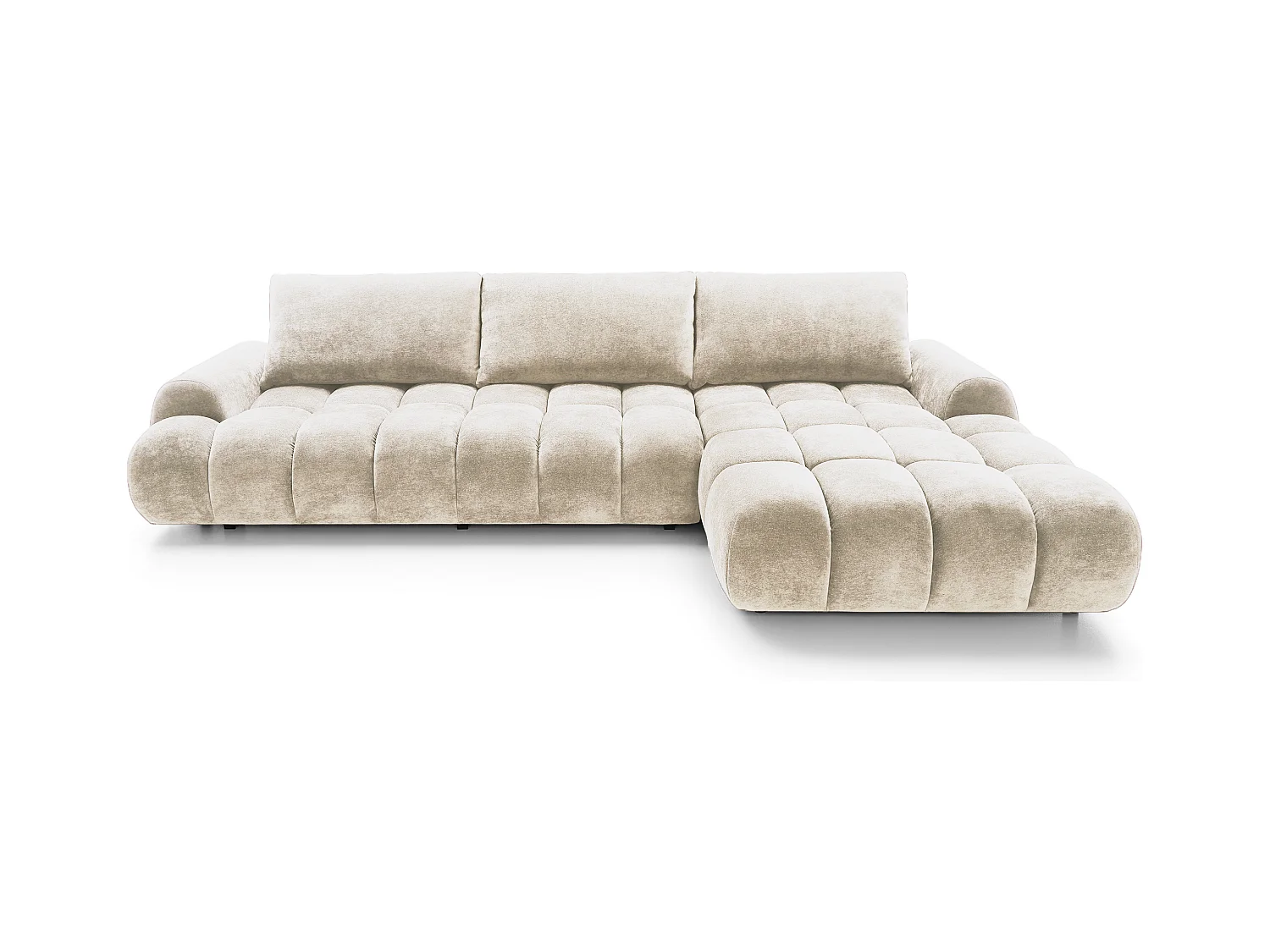 Emporius Valerio Canapé d'angle Convertible - Canapé 340 cm, Droite - Velours Crème (Ditra New 1)