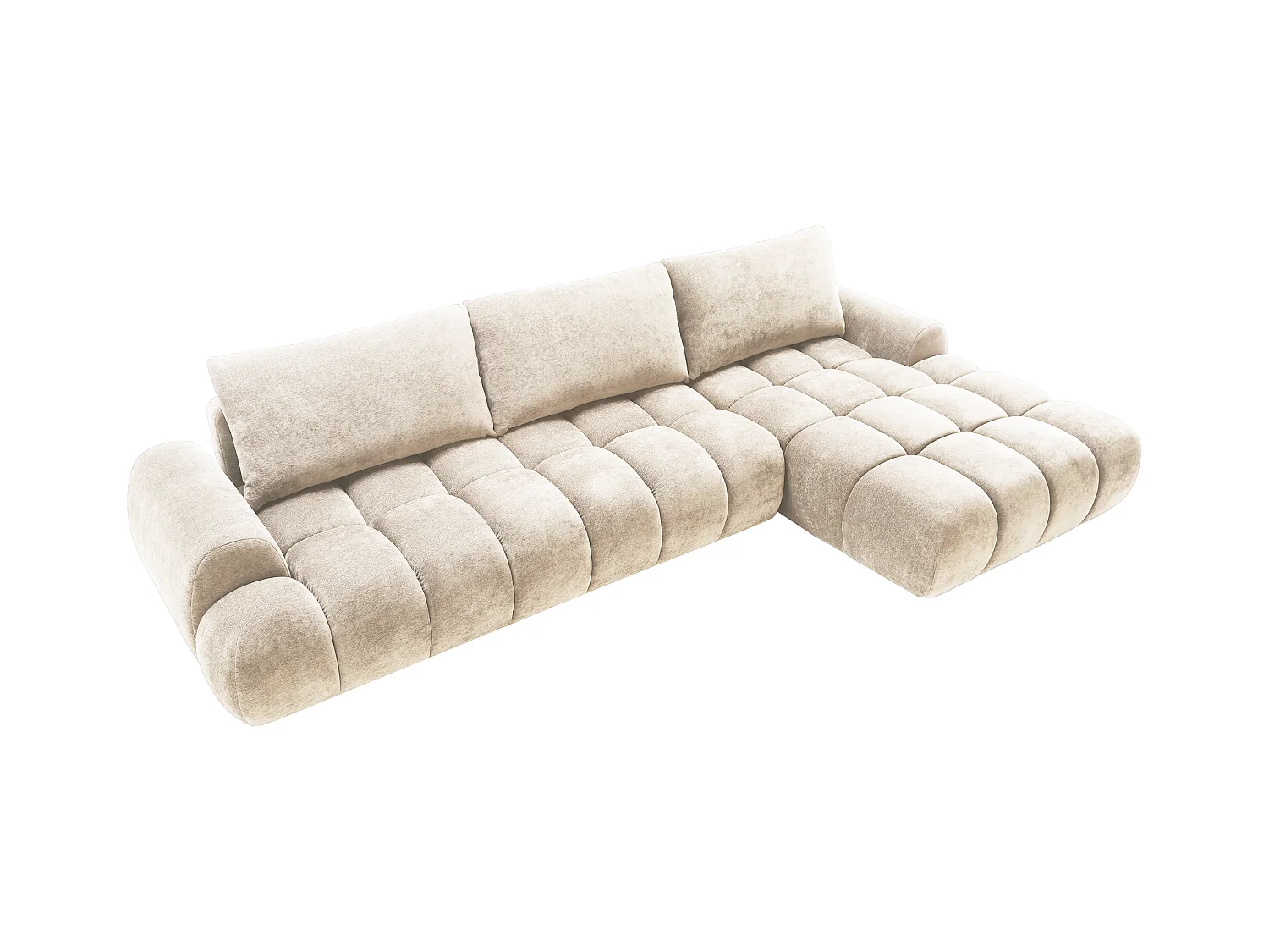 Emporius Valerio Canapé d'angle Convertible - Canapé 340 cm, Droite - Velours Crème (Ditra New 1)