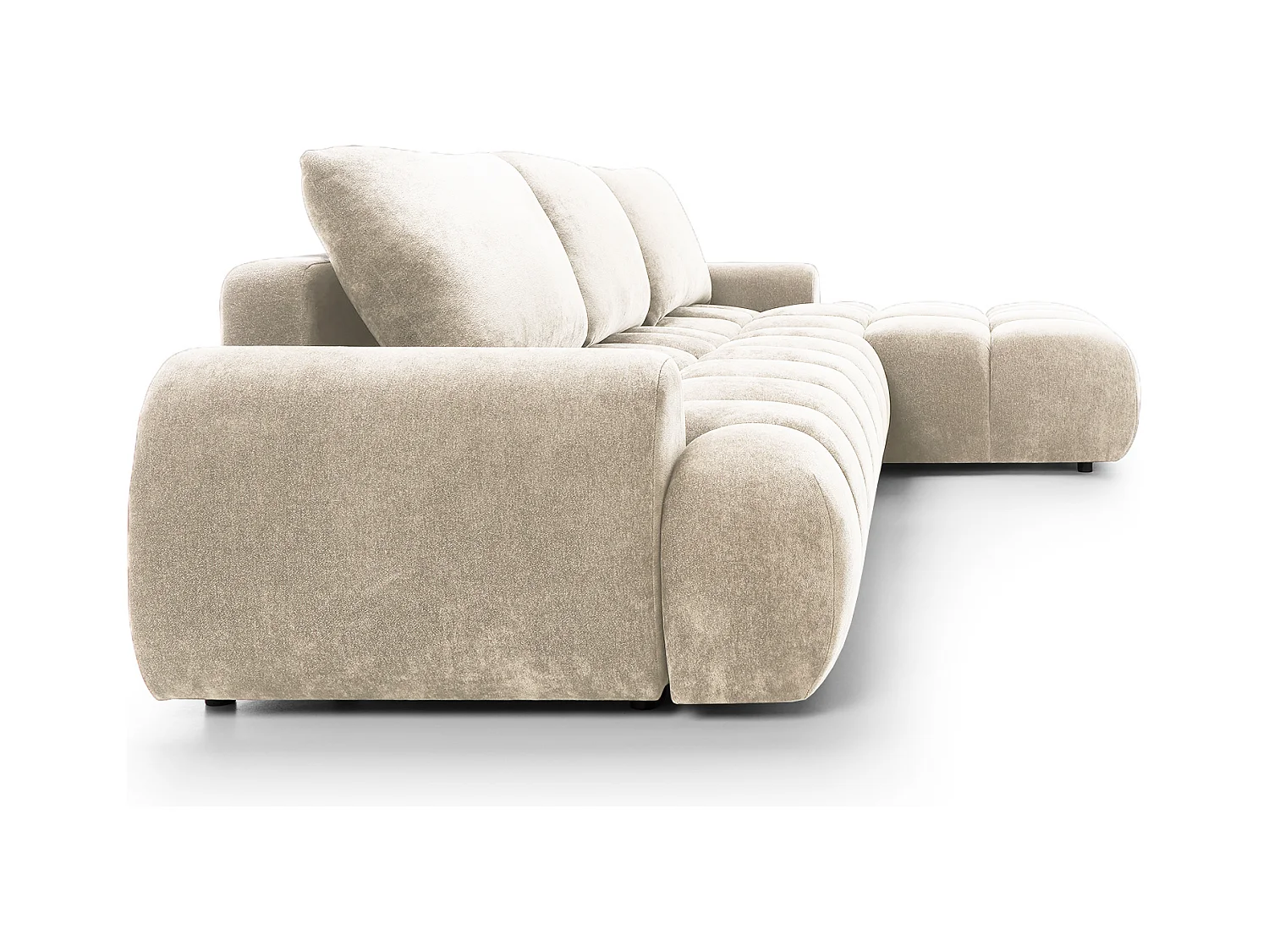 Emporius Valerio Canapé d'angle Convertible - Canapé 340 cm, Droite - Velours Crème (Ditra New 1)