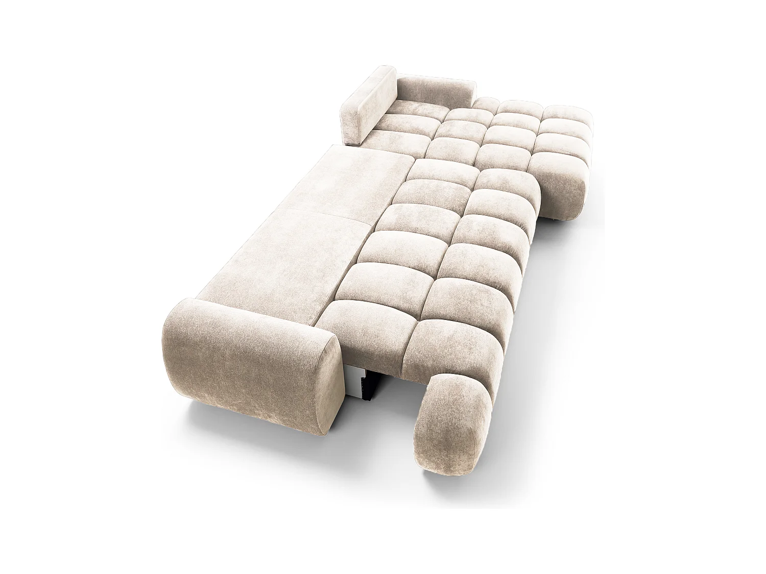 Emporius Valerio Canapé d'angle Convertible - Canapé 340 cm, Droite - Velours Crème (Ditra New 1)