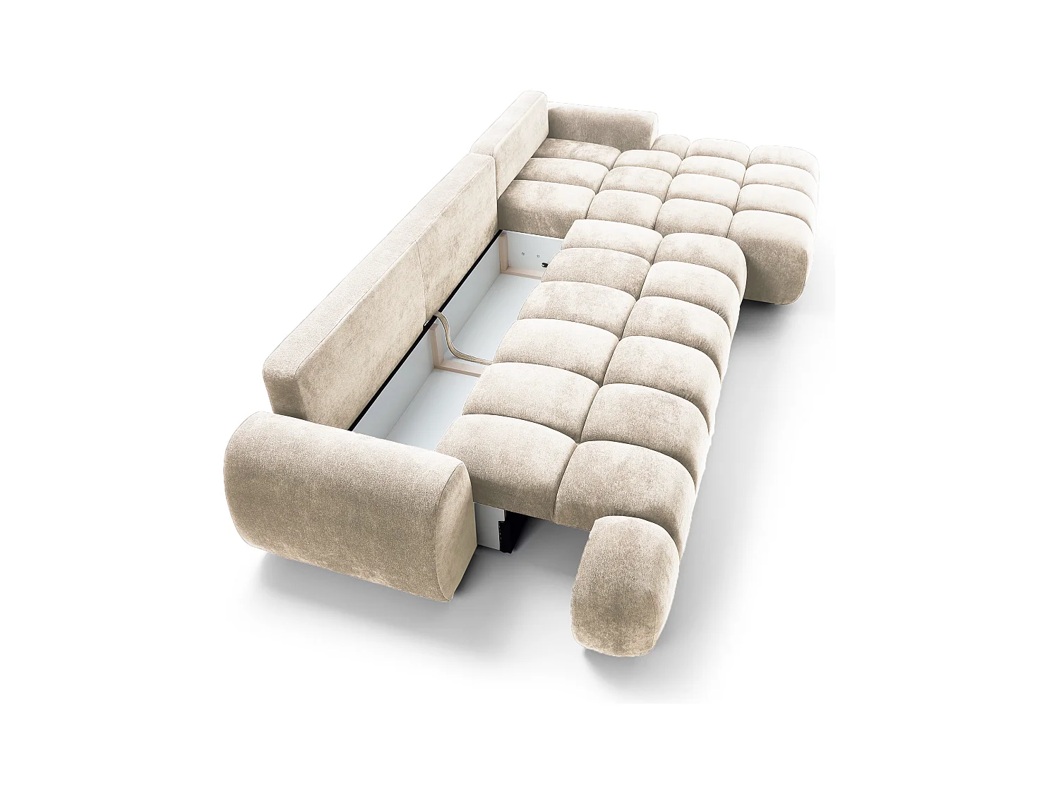 Emporius Valerio Canapé d'angle Convertible - Canapé 340 cm, Droite - Velours Crème (Ditra New 1)