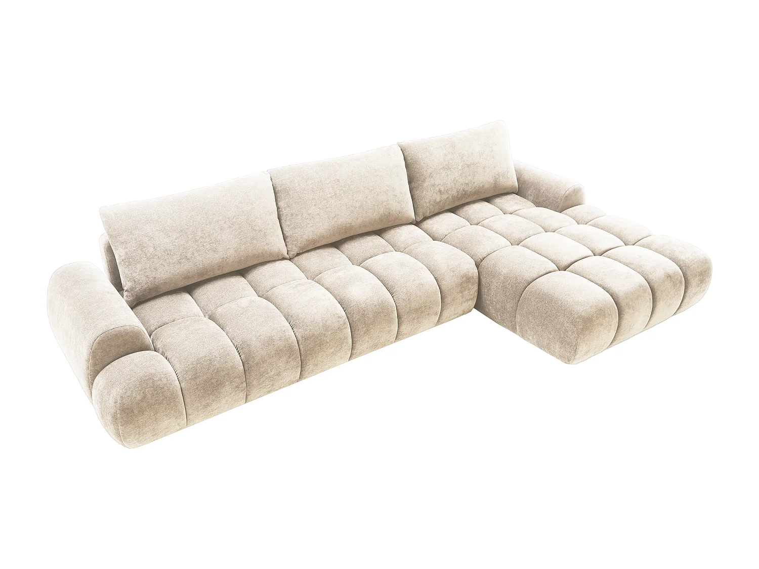 Emporius Valerio Canapé d'angle Convertible - Canapé 340 cm, Droite - Velours Crème (Ditra New 1)