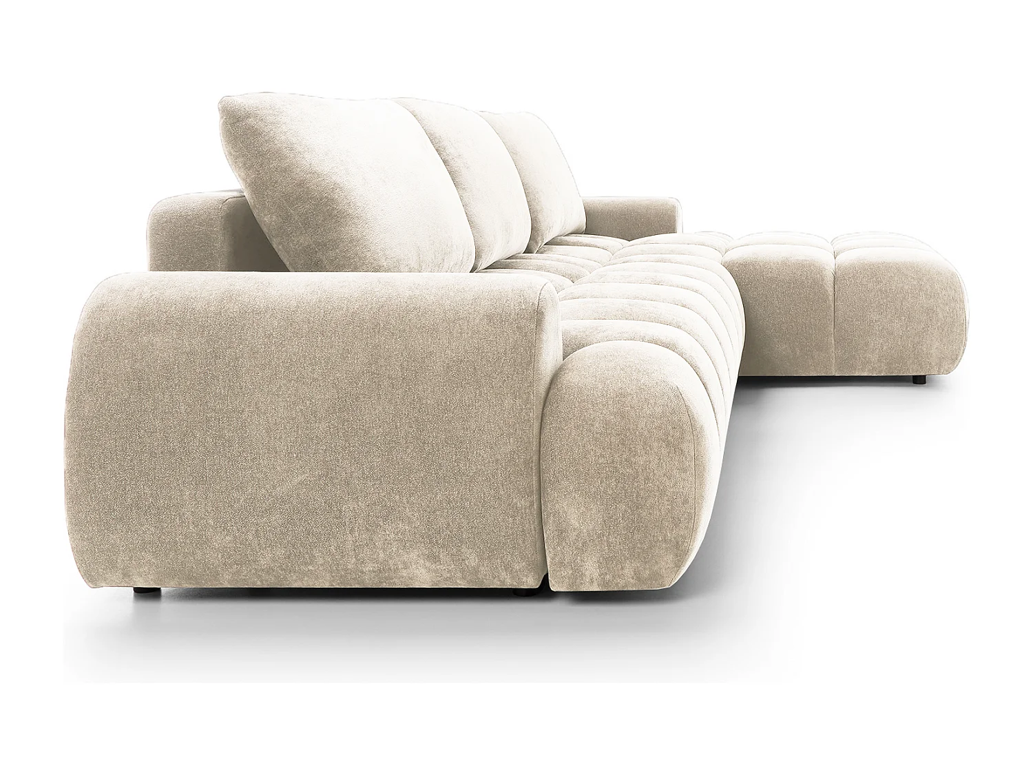 Emporius Valerio Canapé d'angle Convertible - Canapé 340 cm, Droite - Velours Crème (Ditra New 1)