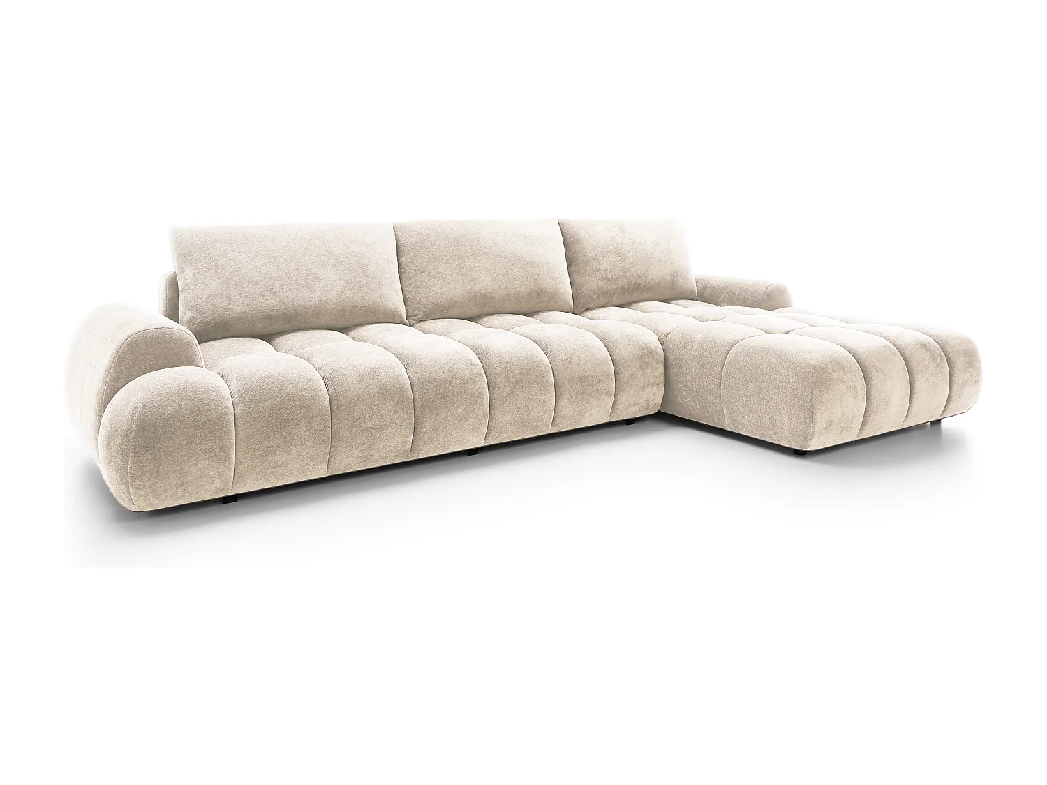 Emporius Valerio Canapé d'angle Convertible - Canapé 340 cm, Droite - Velours Crème (Ditra New 1)