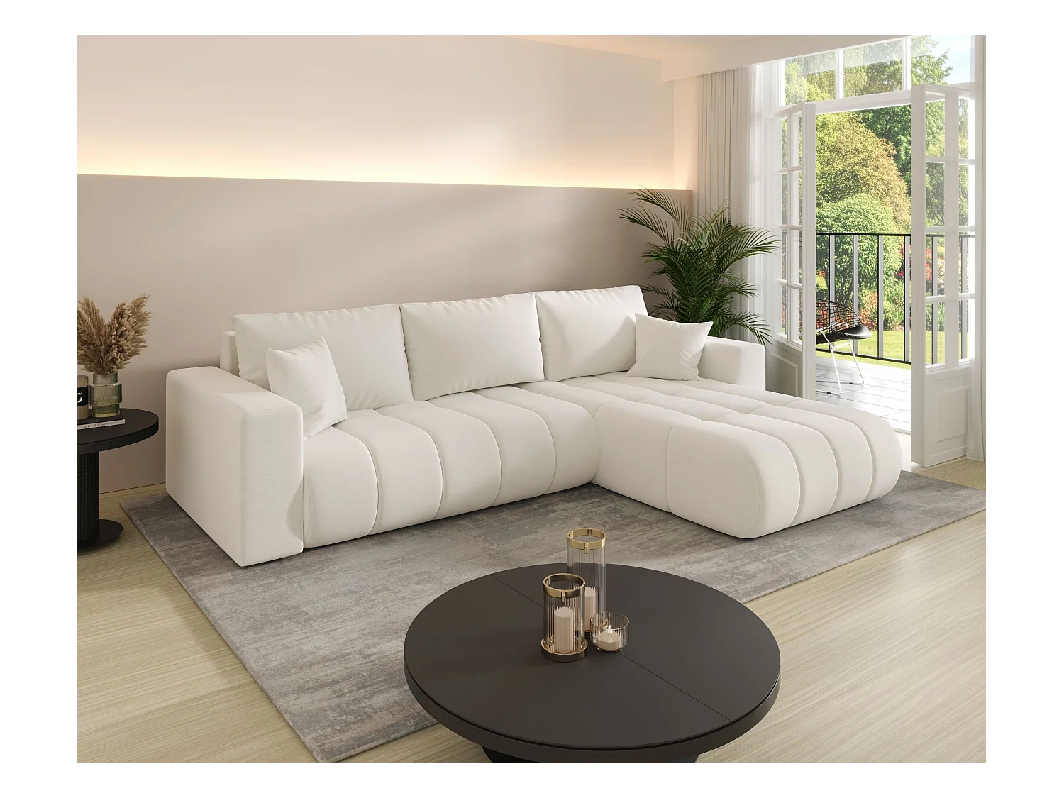 Canapé d’angle BEDANTE MILO PREMIUM L Wind 02 avec fonction de couchage côté droit