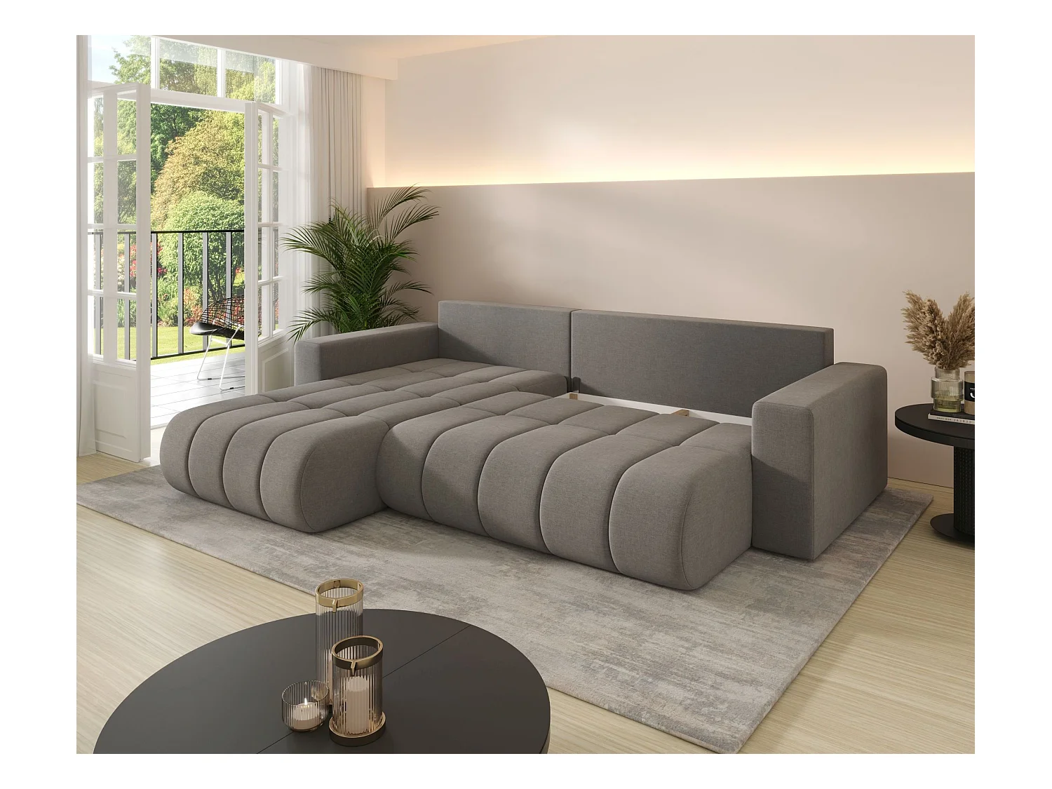 Canapé d’angle BEDANTE MILO PREMIUM L Wind 02 avec fonction de couchage côté droit