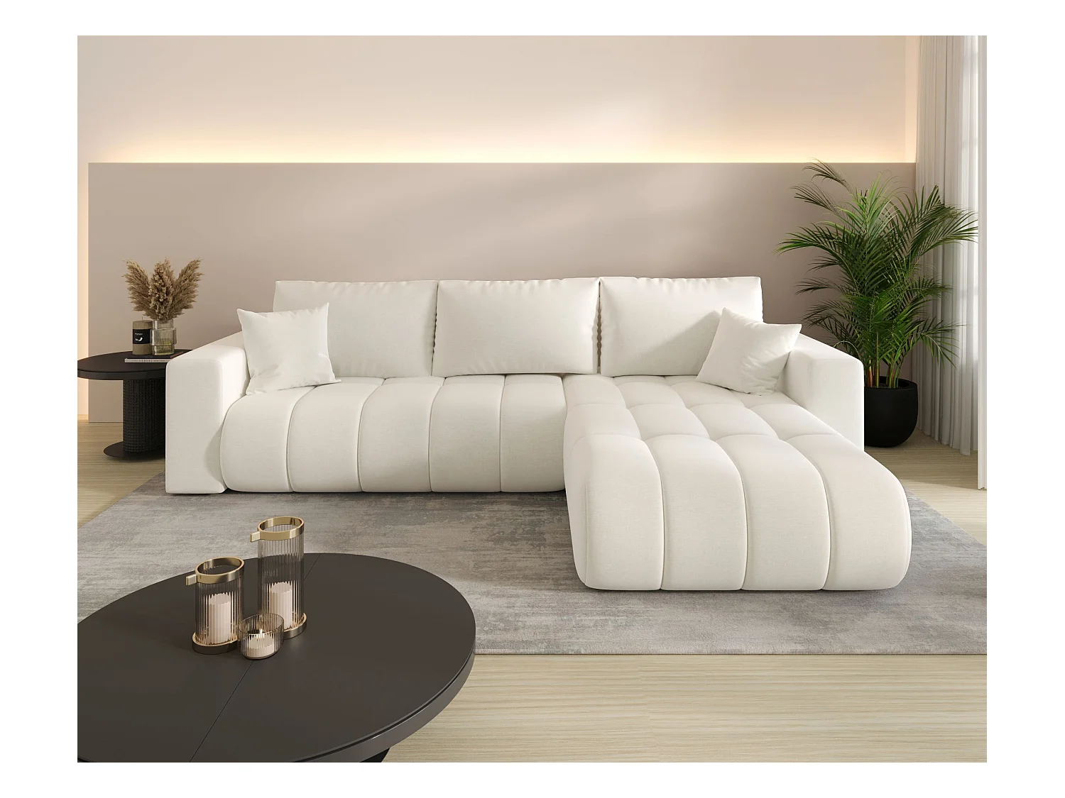 Canapé d’angle BEDANTE MILO PREMIUM L Wind 02 avec fonction de couchage côté droit