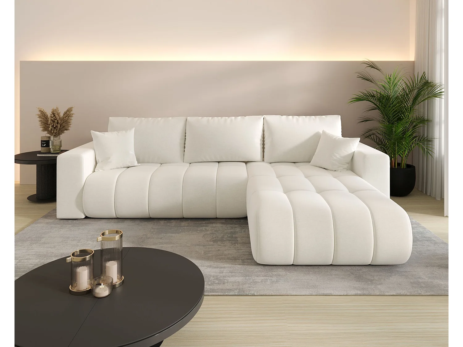 BEDANTE hoekbank met slaapfunctie MILO PREMIUM L Wind 02 Rechterkant