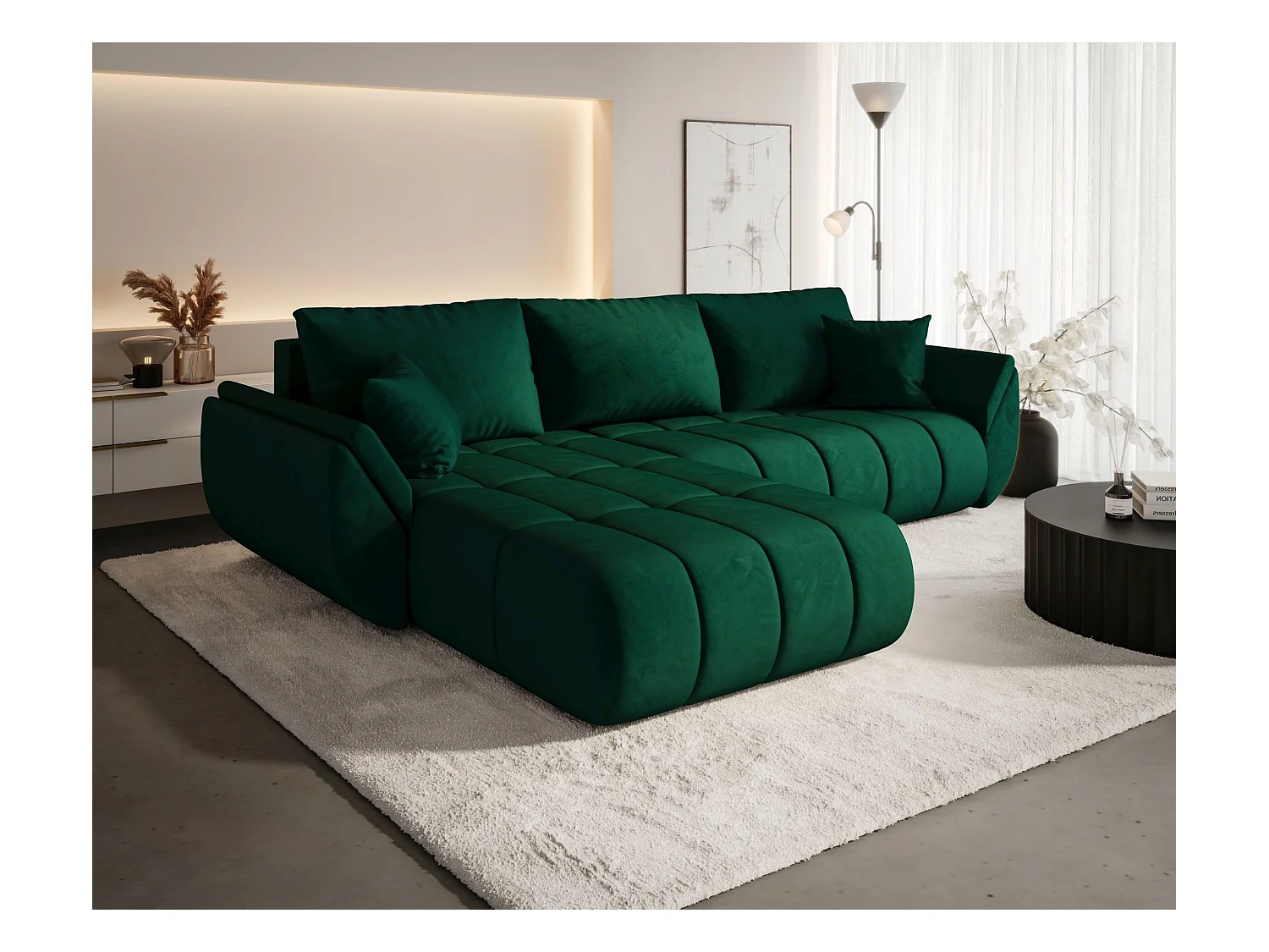 Canapé d’angle BEDANTE TOKYO PREMIUM L Monolith 37 avec fonction de couchage côté gauche