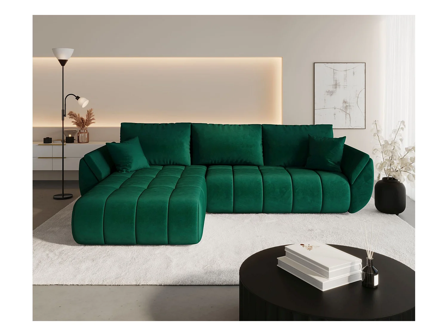 Canapé d’angle BEDANTE TOKYO PREMIUM L Monolith 37 avec fonction de couchage côté gauche